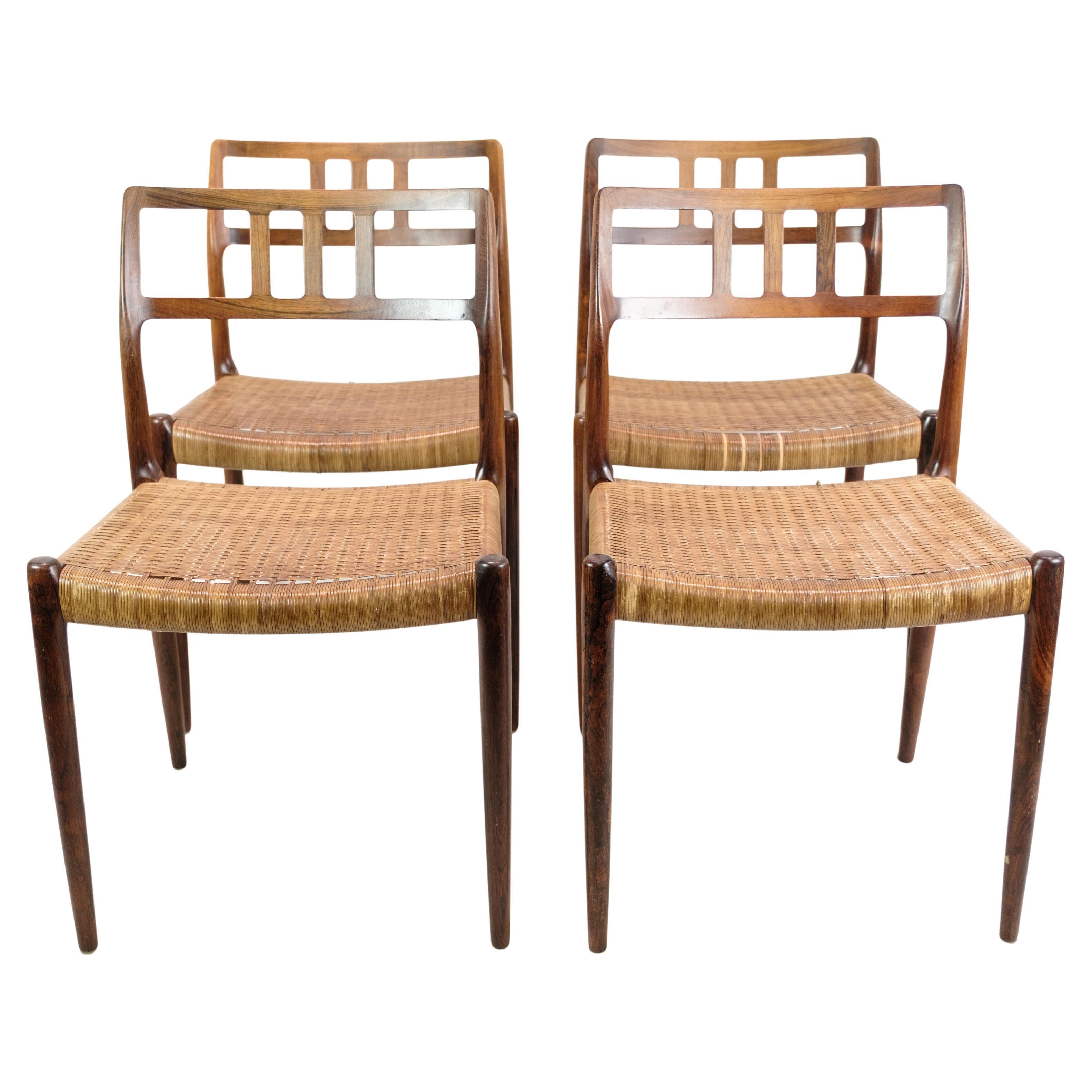 Set Of Four Dining Chairs Model 79 In Rosewood By N.O Møller For JL Møllers