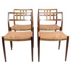 Ensemble de quatre chaises de salle à manger modèle 79 en bois de rose par N.O Møller pour JL Møllers