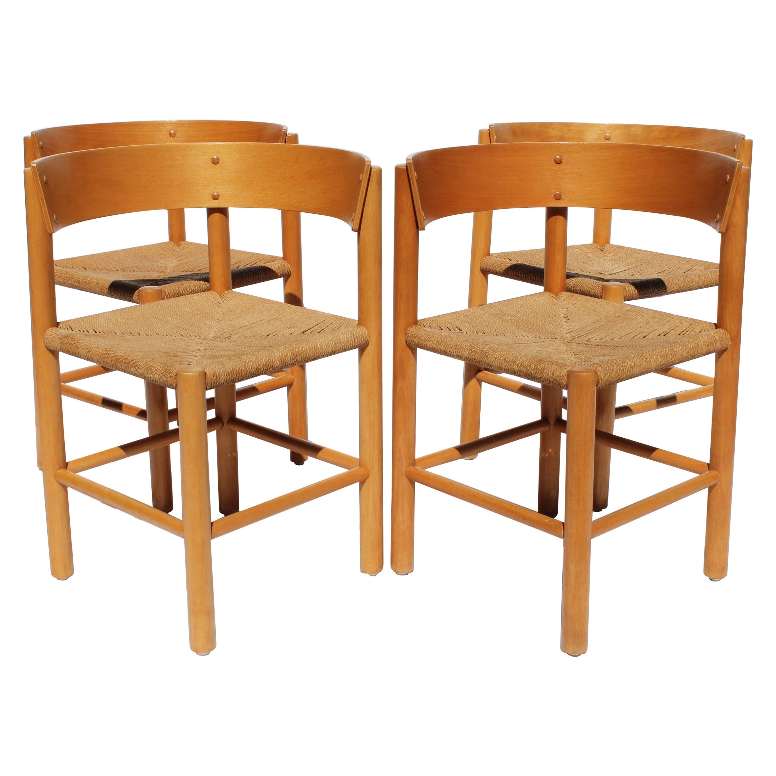 Set of Four Dining Chairs, Model FH 4216 by Mogens Lassen and Fritz Hansen, 1960