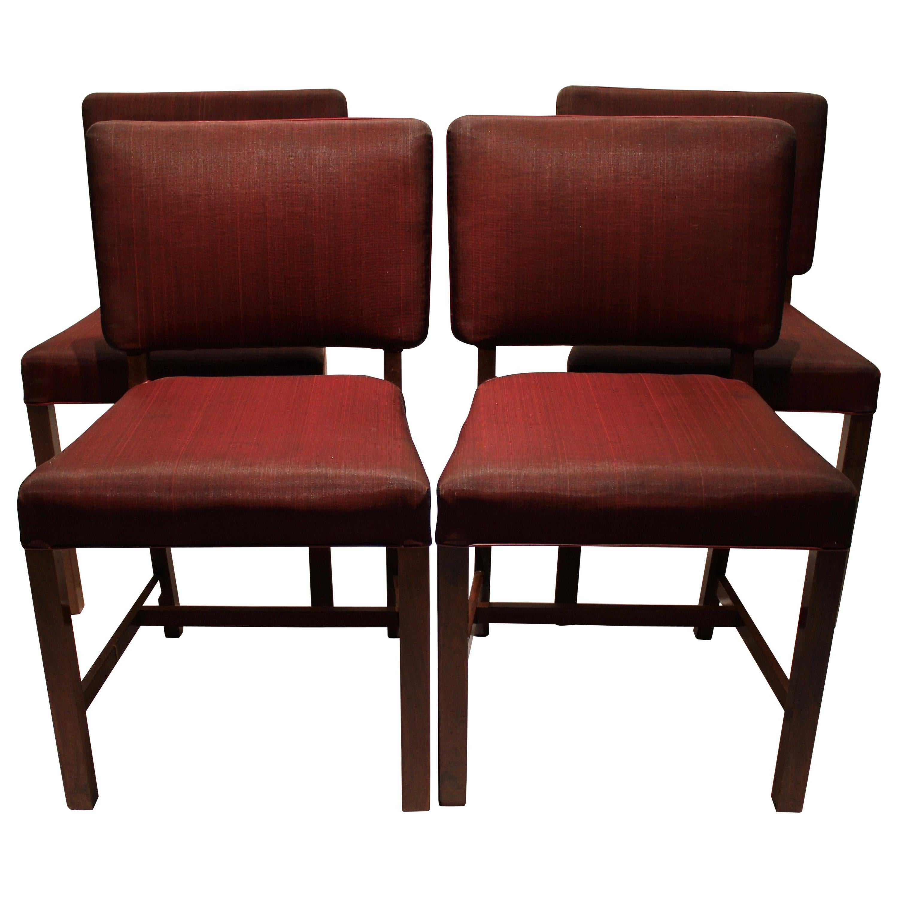 Set Of Four Dining Chairs Made In Mahogany By Fritz Hansen From 1930s