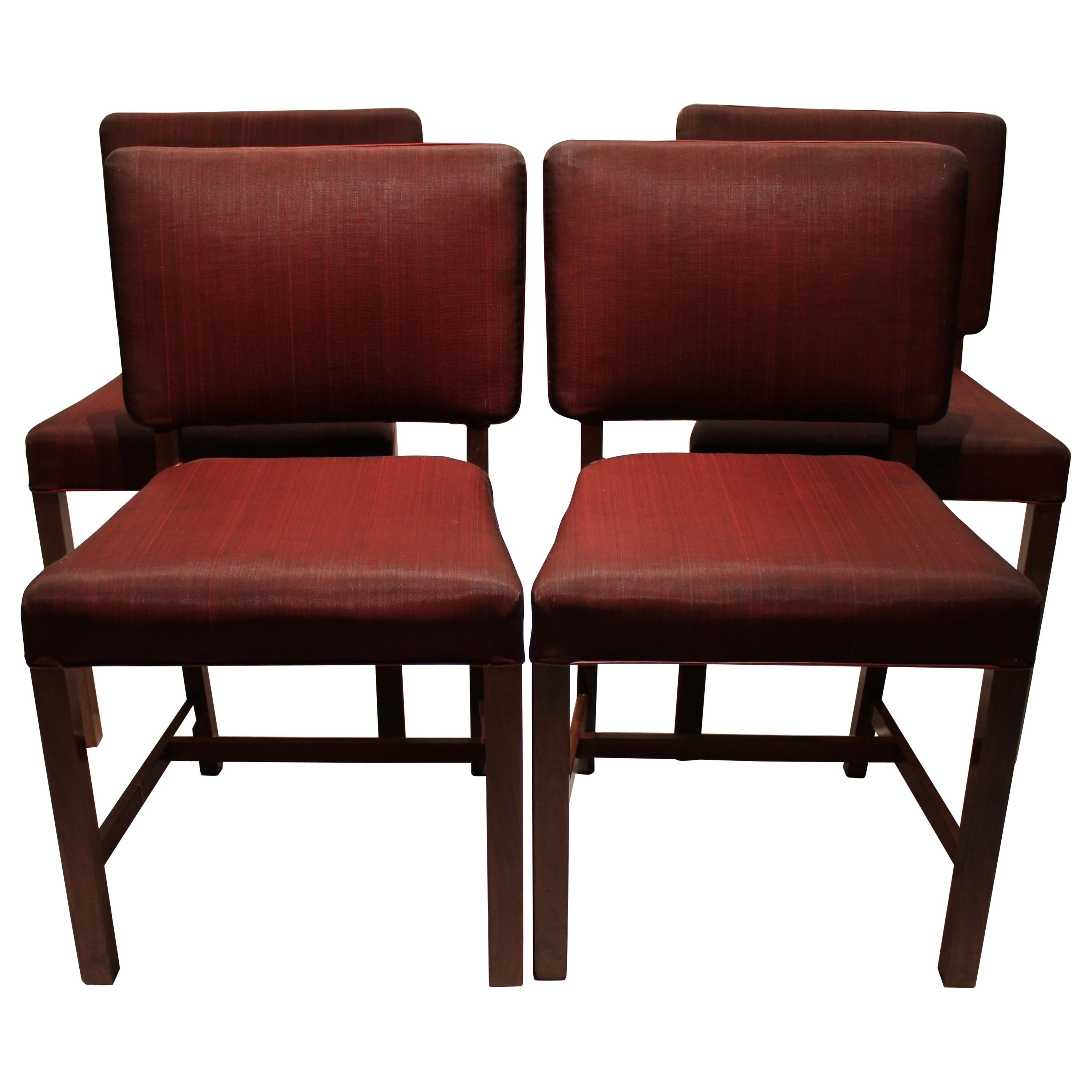 Set of Four Dining Chairs of Mahogany by Fritz Hansen, 1930s For Sale