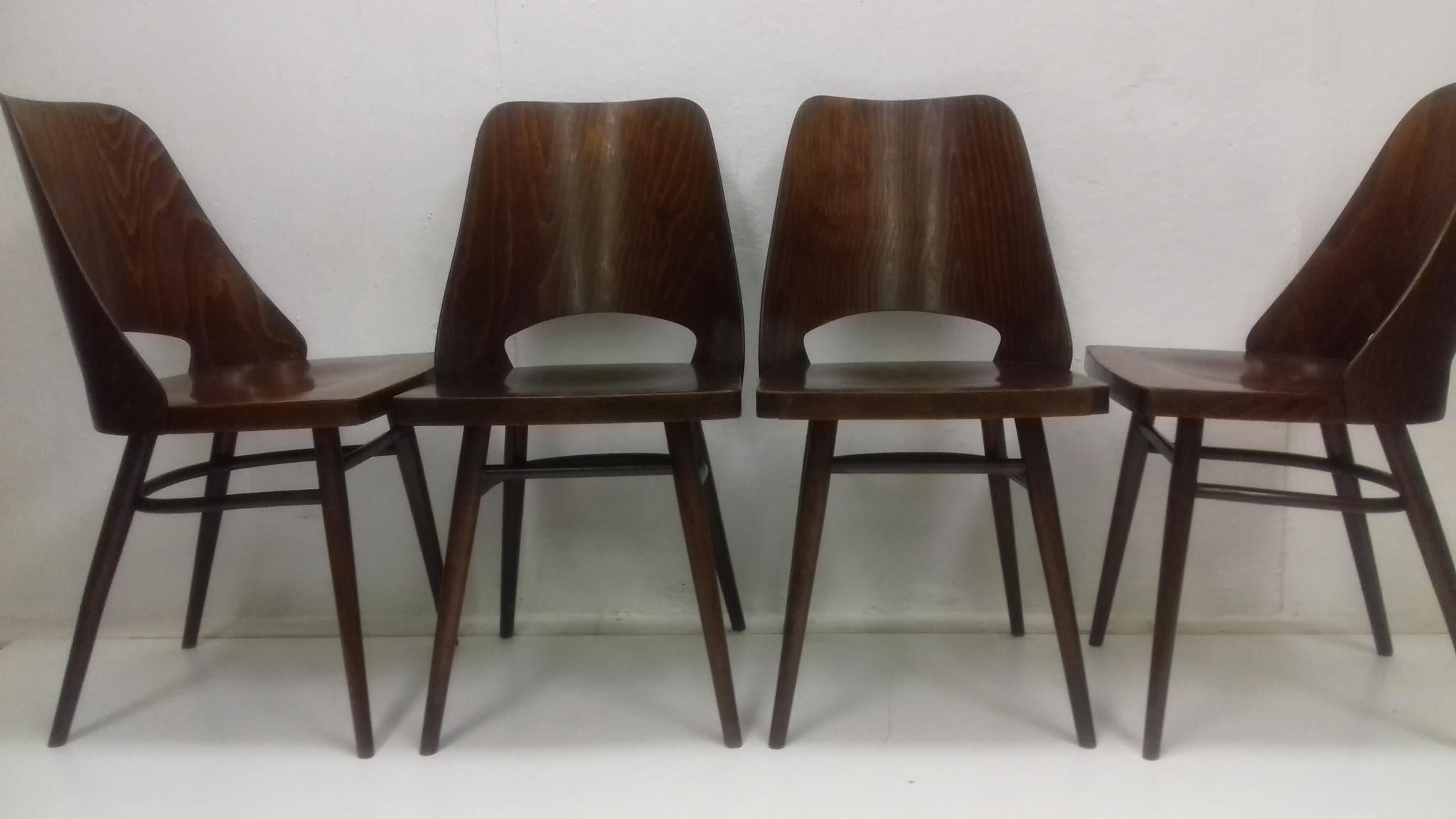 Czech Set of Four Dining Chairs or Thonet, 1960s For Sale