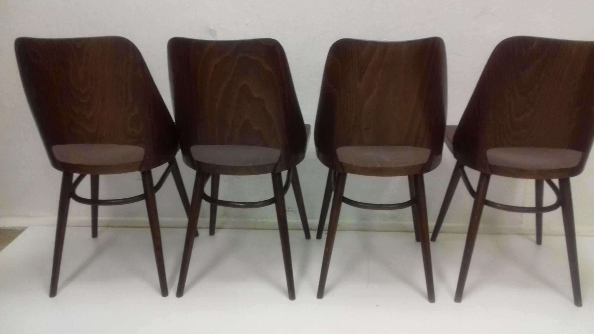 Beech Set of Four Dining Chairs or Thonet, 1960s For Sale