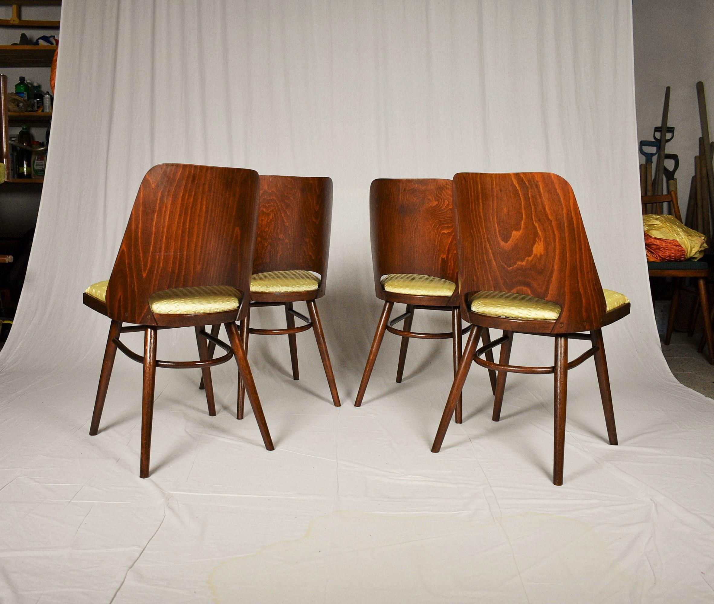 Ensemble de quatre chaises de salle à manger, Ton, conçues par Oswald Haerdtl, années 1950, Expo 58 en vente 7