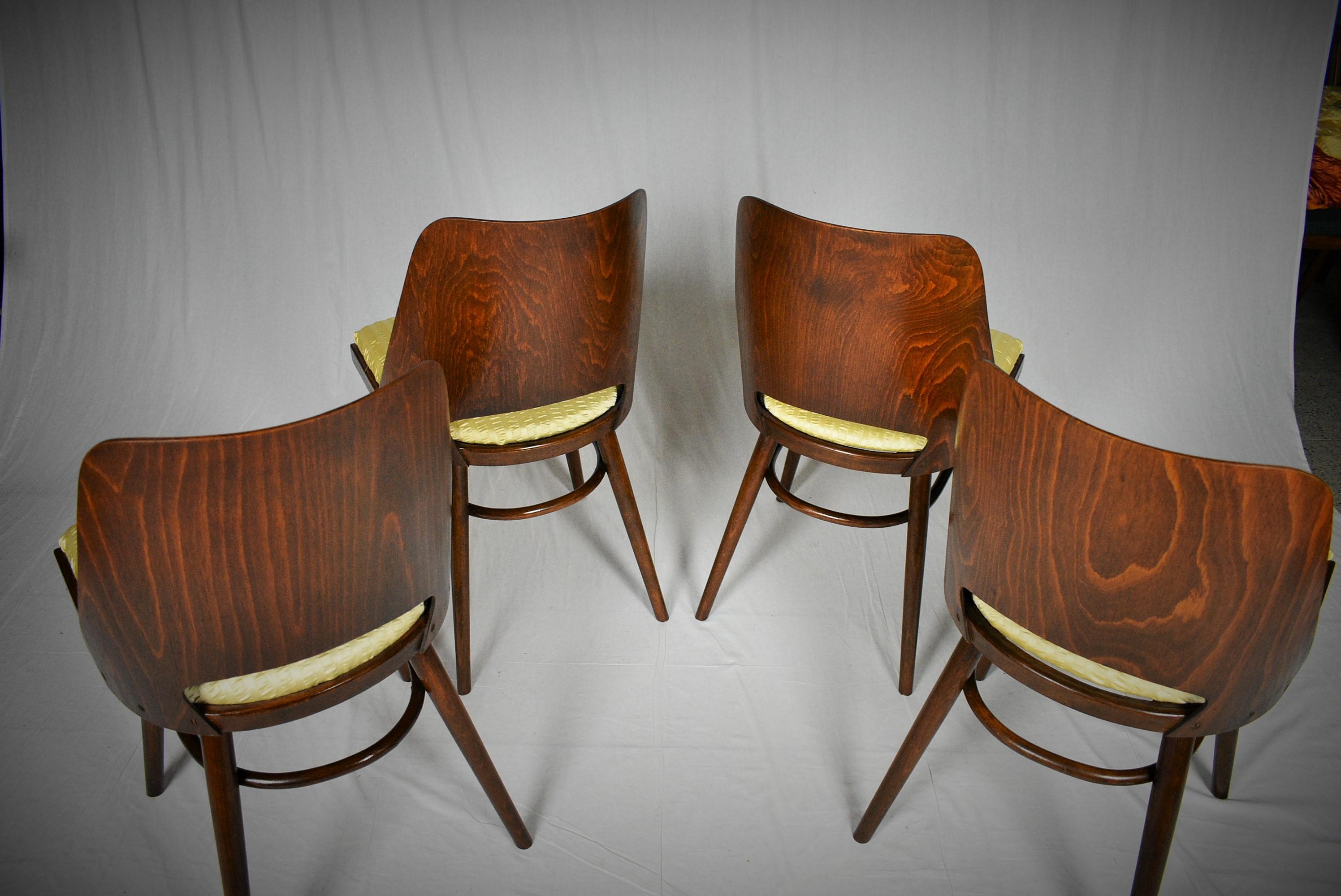 Ensemble de quatre chaises de salle à manger, Ton, conçues par Oswald Haerdtl, années 1950, Expo 58 en vente 7