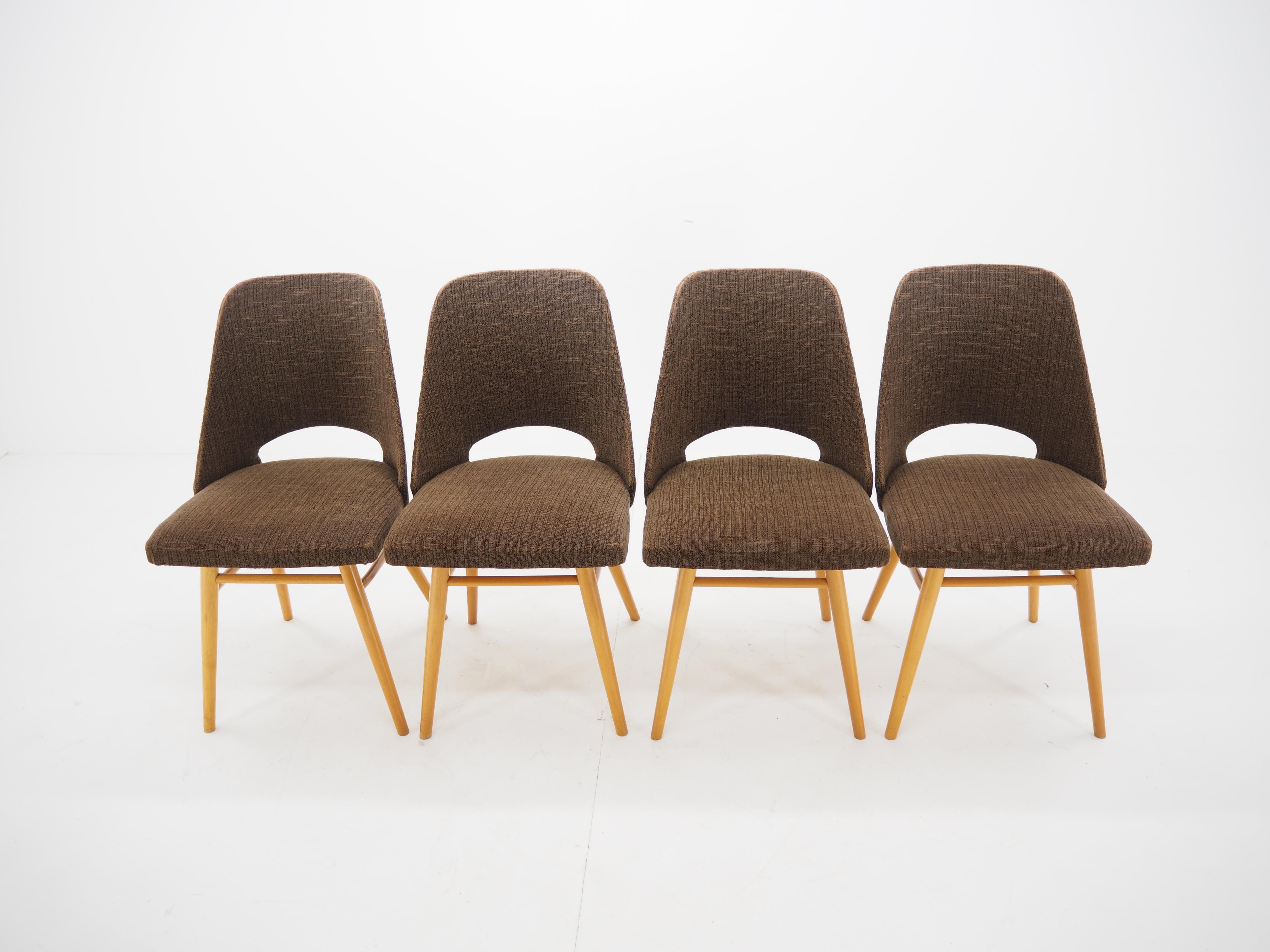 Czech Set of Four Dining Chairs, Ton, Designed by Oswald Haerdtl, 1950s, Expo 58