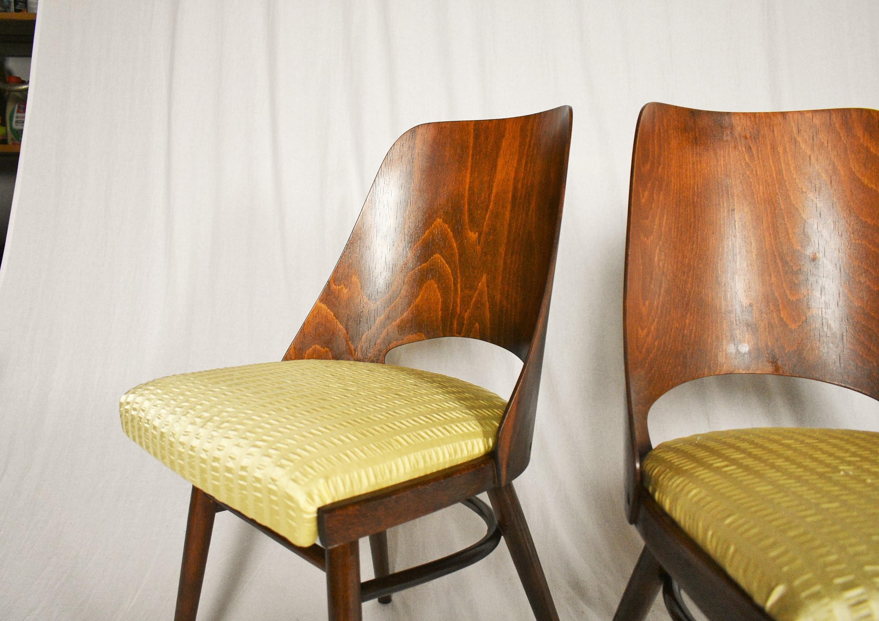 Tissu Ensemble de quatre chaises de salle à manger, Ton, conçues par Oswald Haerdtl, années 1950, Expo 58 en vente