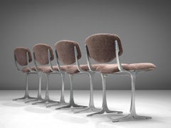 Set of Four Dining Chairs with Cast Aluminum Details