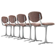 Set of Four Dining Chairs with Cast Aluminum Details