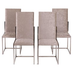 Used Set of Four Dining Chairs with Chrome Frame by Romeo Rega, circa 1970