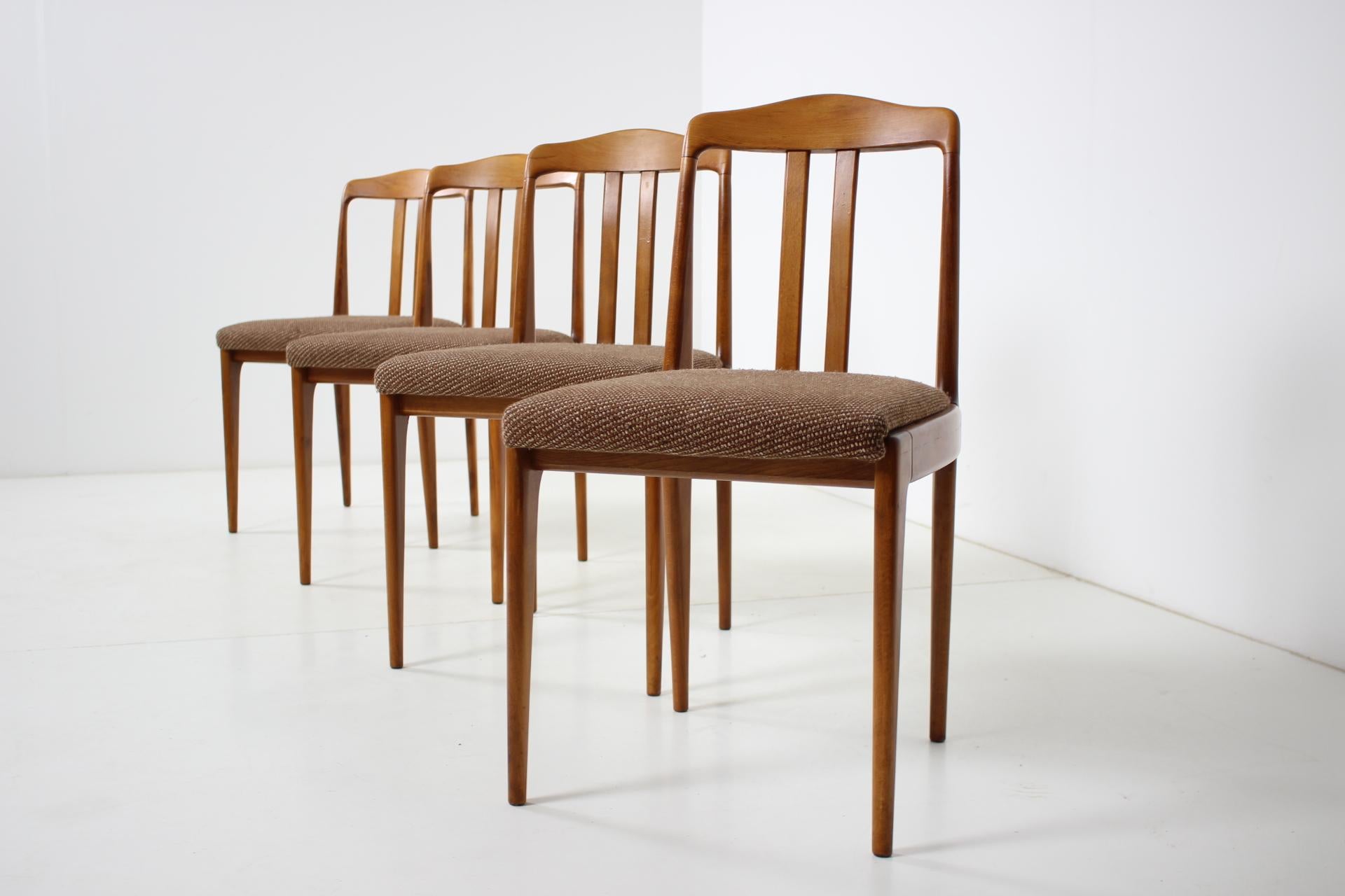 Fabric Set of Four Dining Chairs, 1960s For Sale
