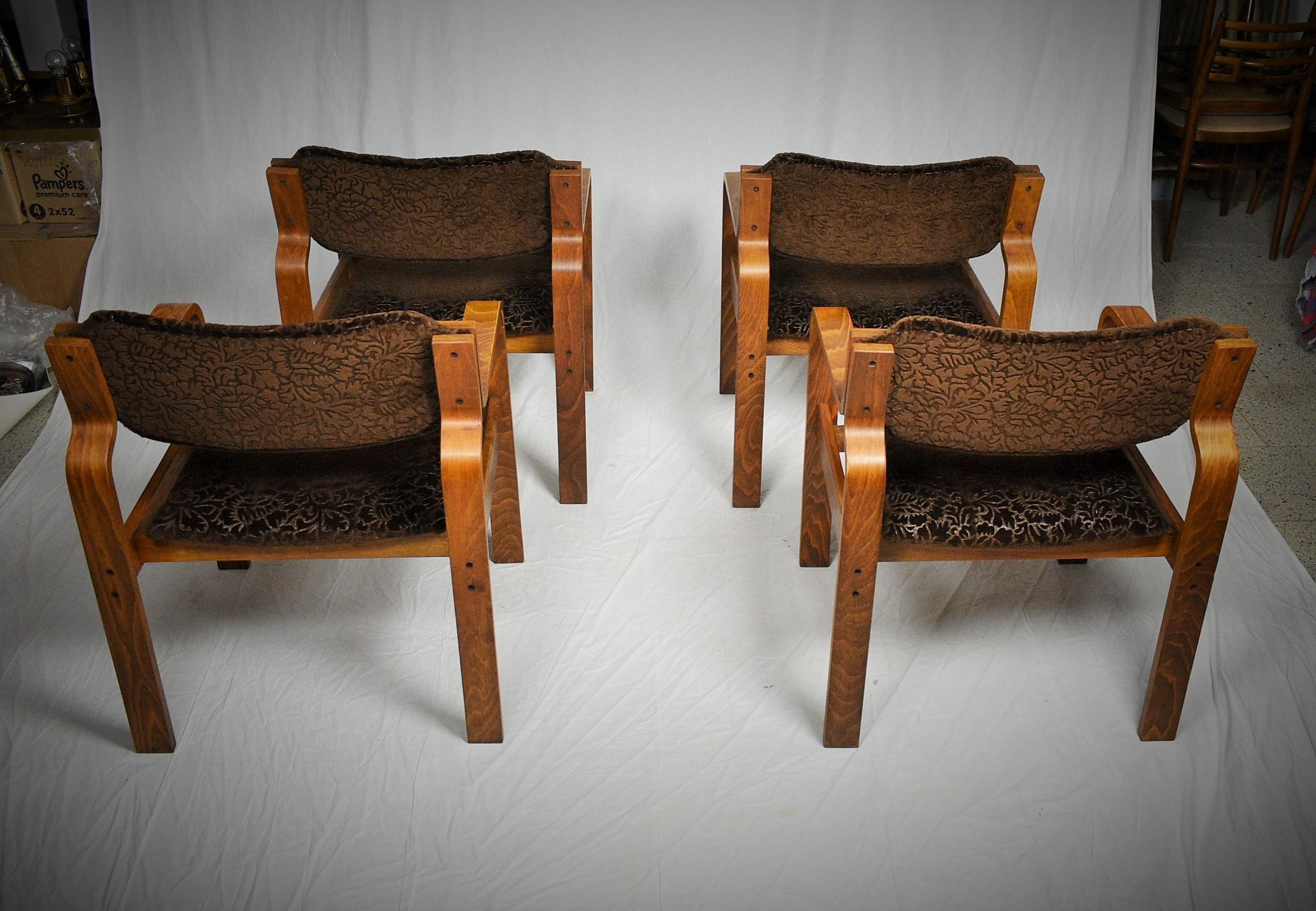 Set of Four Dining / Office Chairs by Ludvik Volak, 1960s For Sale 7