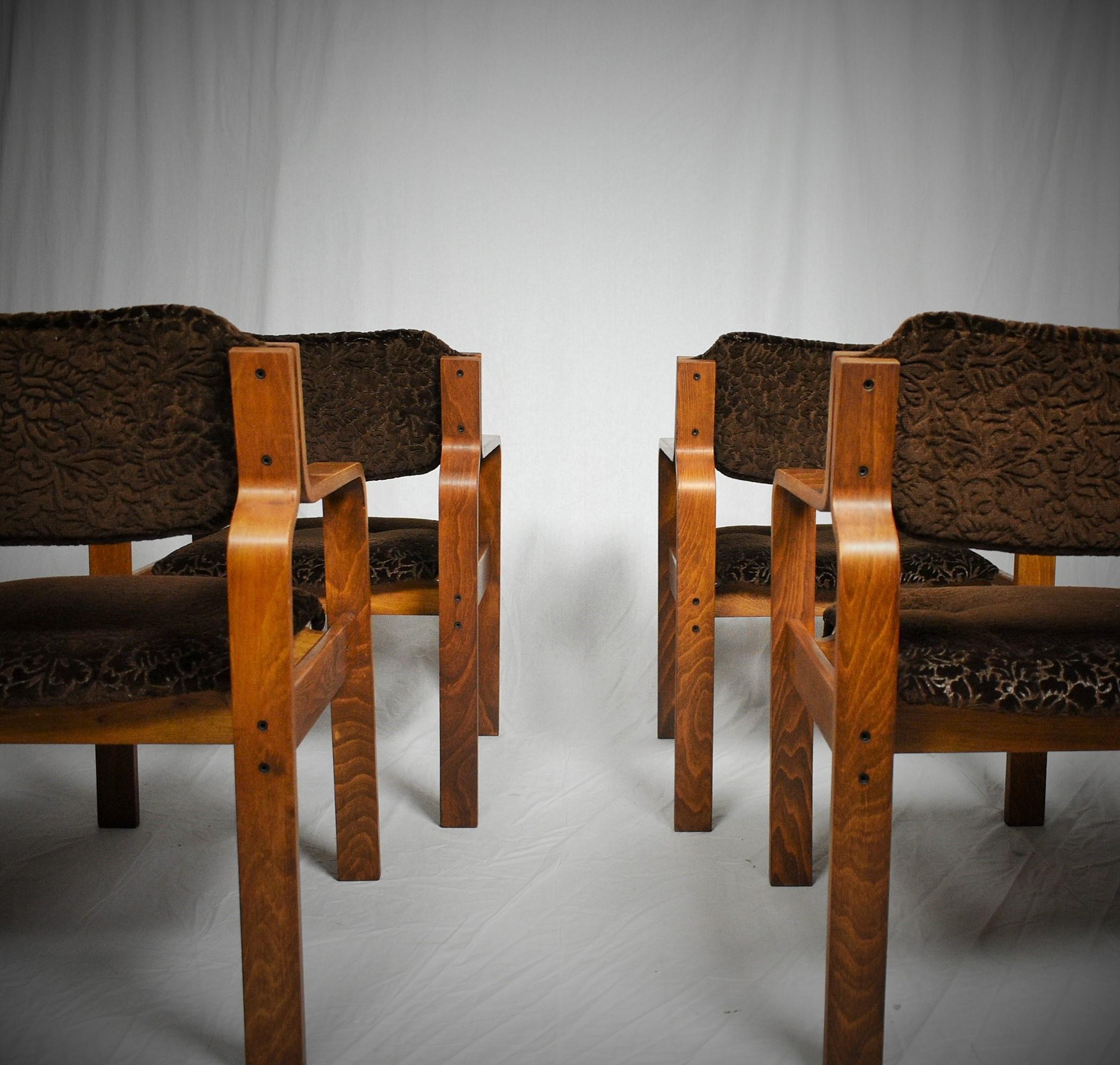 Set of Four Dining / Office Chairs by Ludvik Volak, 1960s For Sale 8