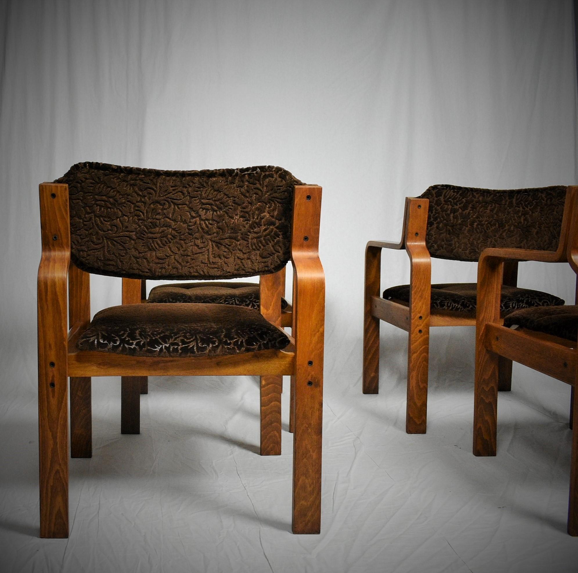 Set of Four Dining / Office Chairs by Ludvik Volak, 1960s For Sale 9