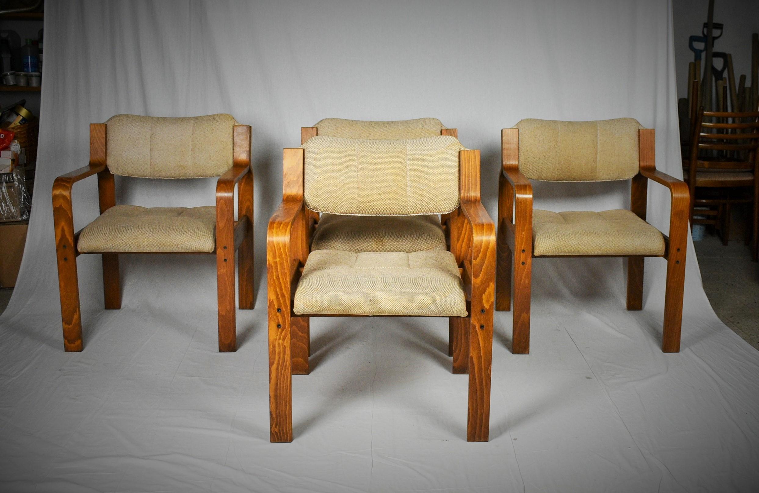 Mid-Century Modern Set of Four Dining / Office Chairs by Ludvik Volak, 1960s