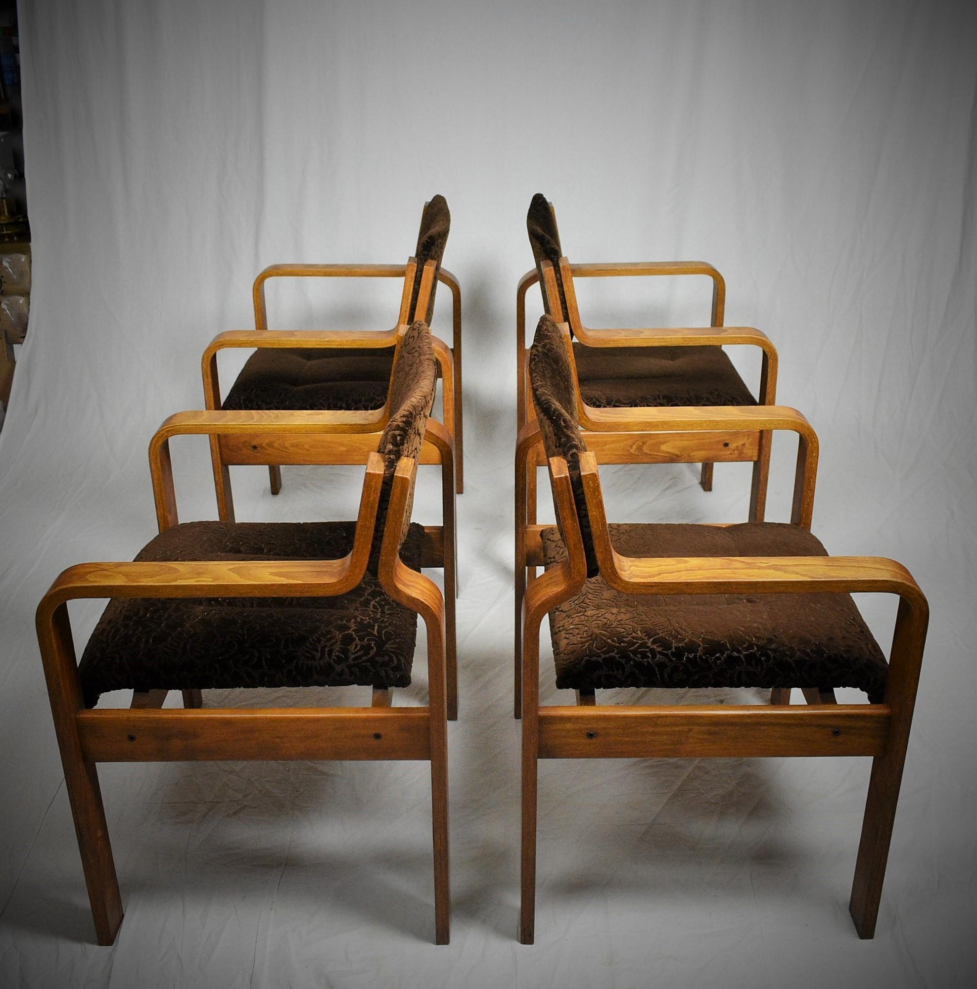 Mid-Century Modern Set of Four Dining / Office Chairs by Ludvik Volak, 1960s For Sale