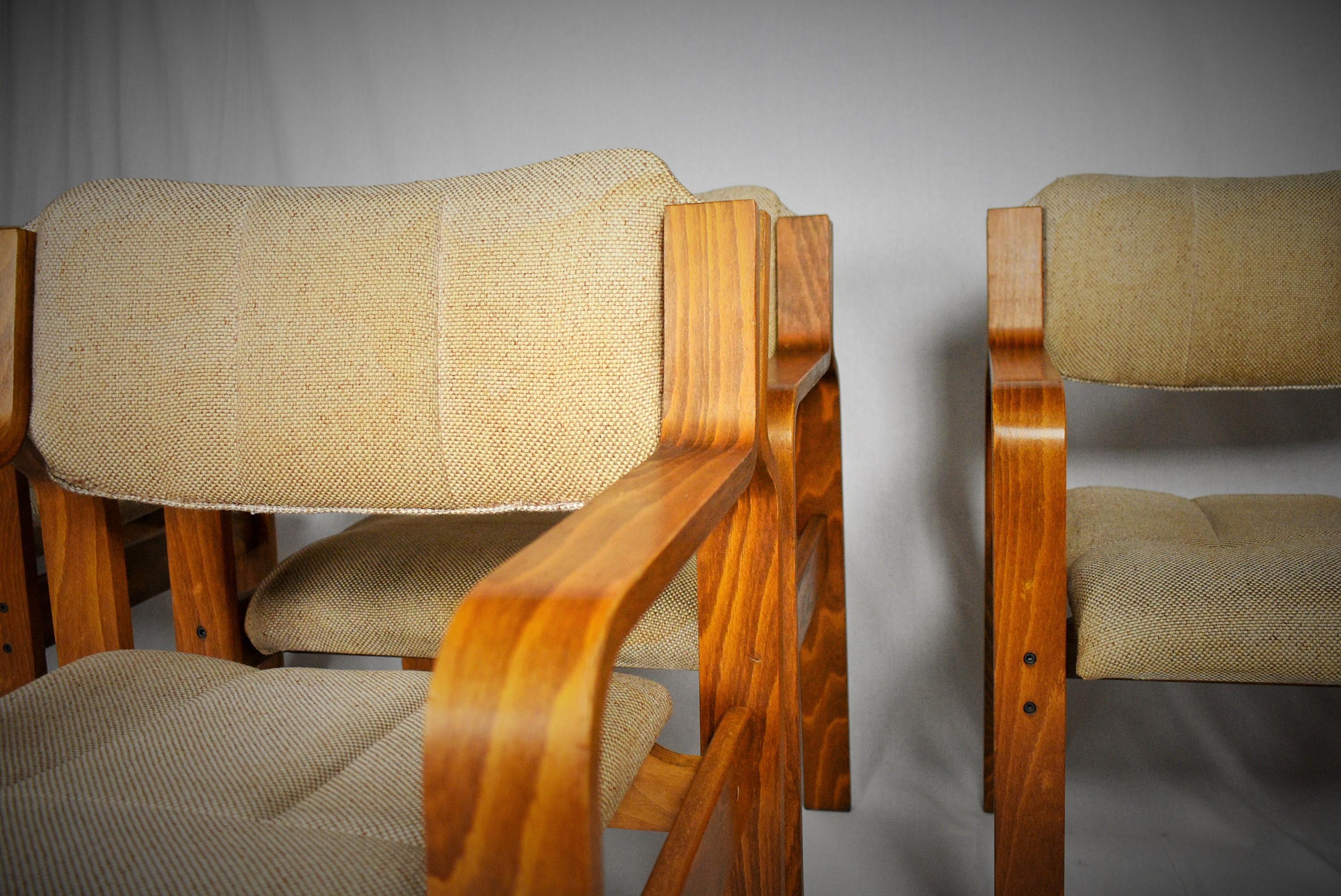 Czech Set of Four Dining / Office Chairs by Ludvik Volak, 1960s