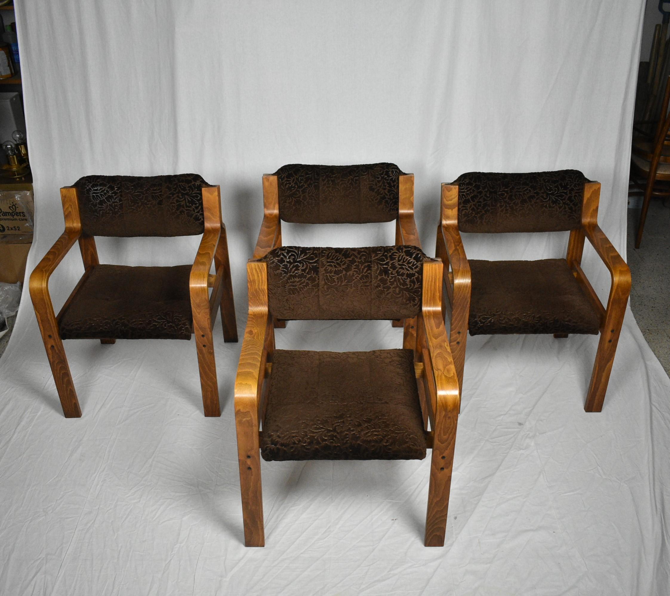 Czech Set of Four Dining / Office Chairs by Ludvik Volak, 1960s For Sale