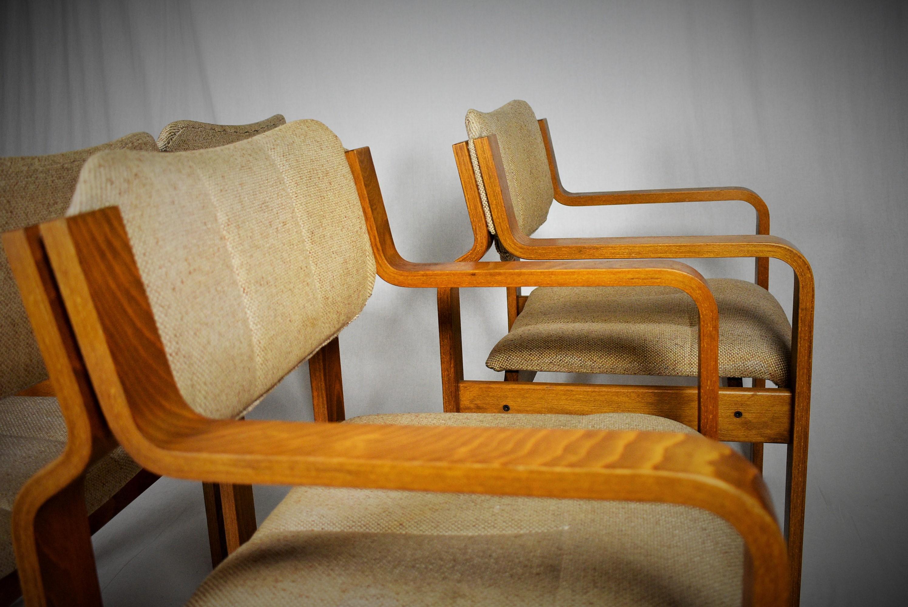 Set of Four Dining / Office Chairs by Ludvik Volak, 1960s In Good Condition In Praha, CZ