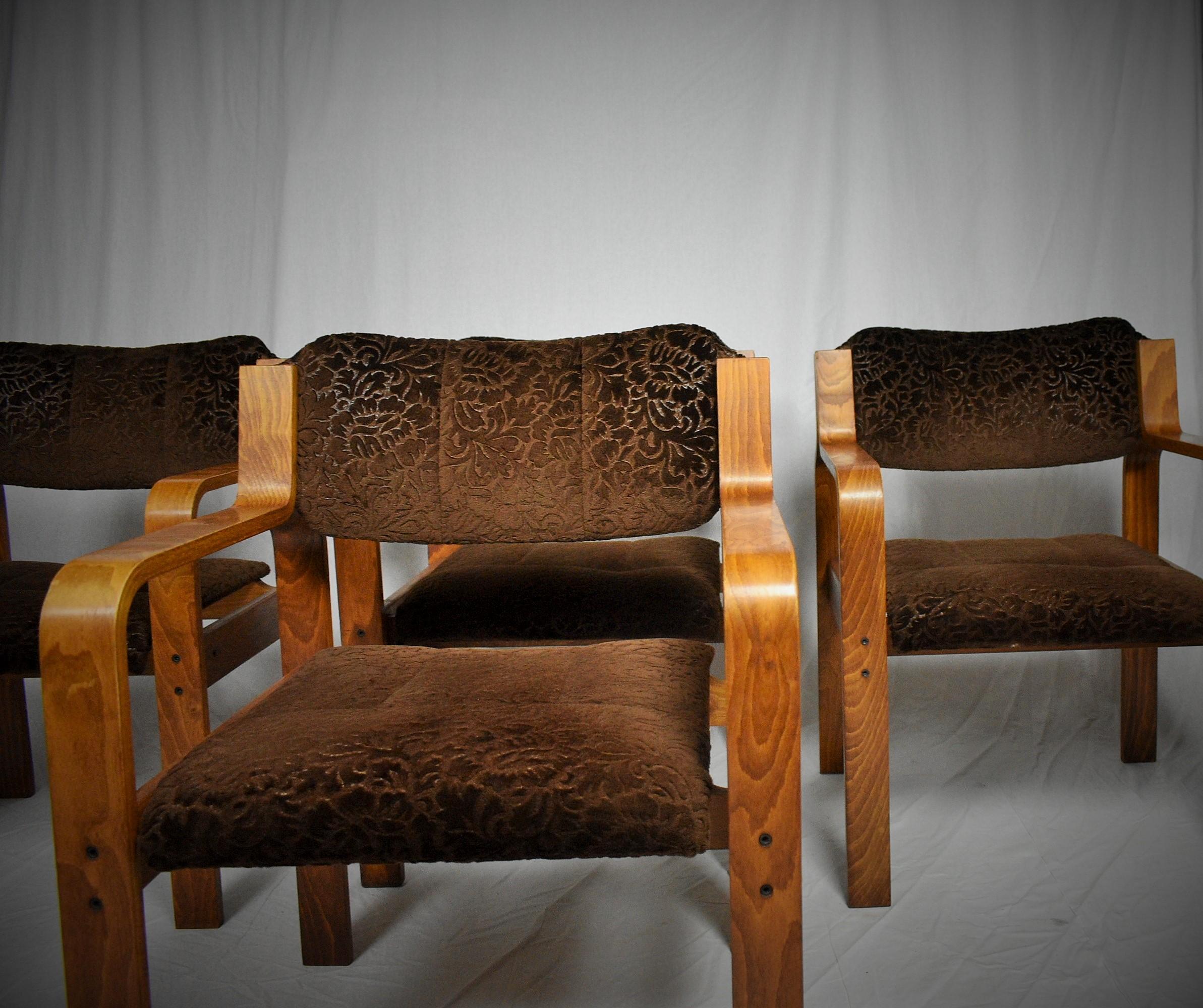 Mid-20th Century Set of Four Dining / Office Chairs by Ludvik Volak, 1960s For Sale
