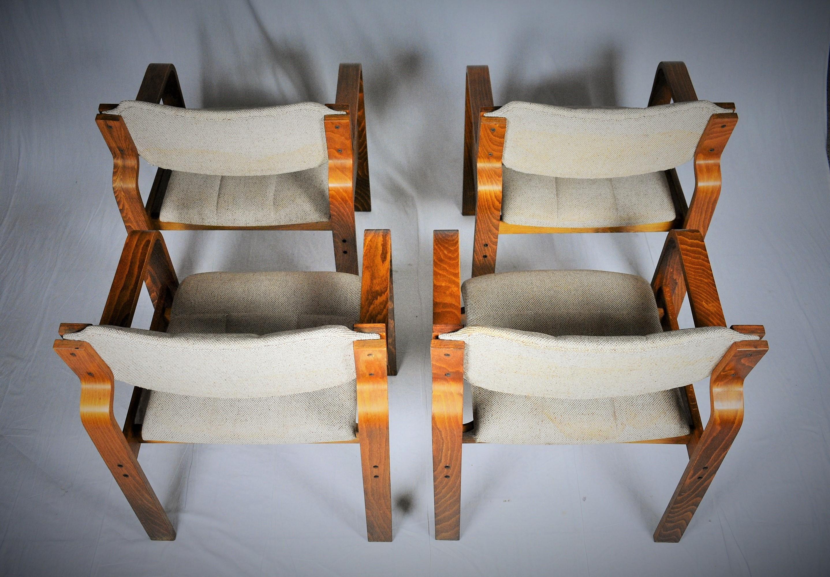 Set of Four Dining / Office Chairs by Ludvik Volak, 1960s 1