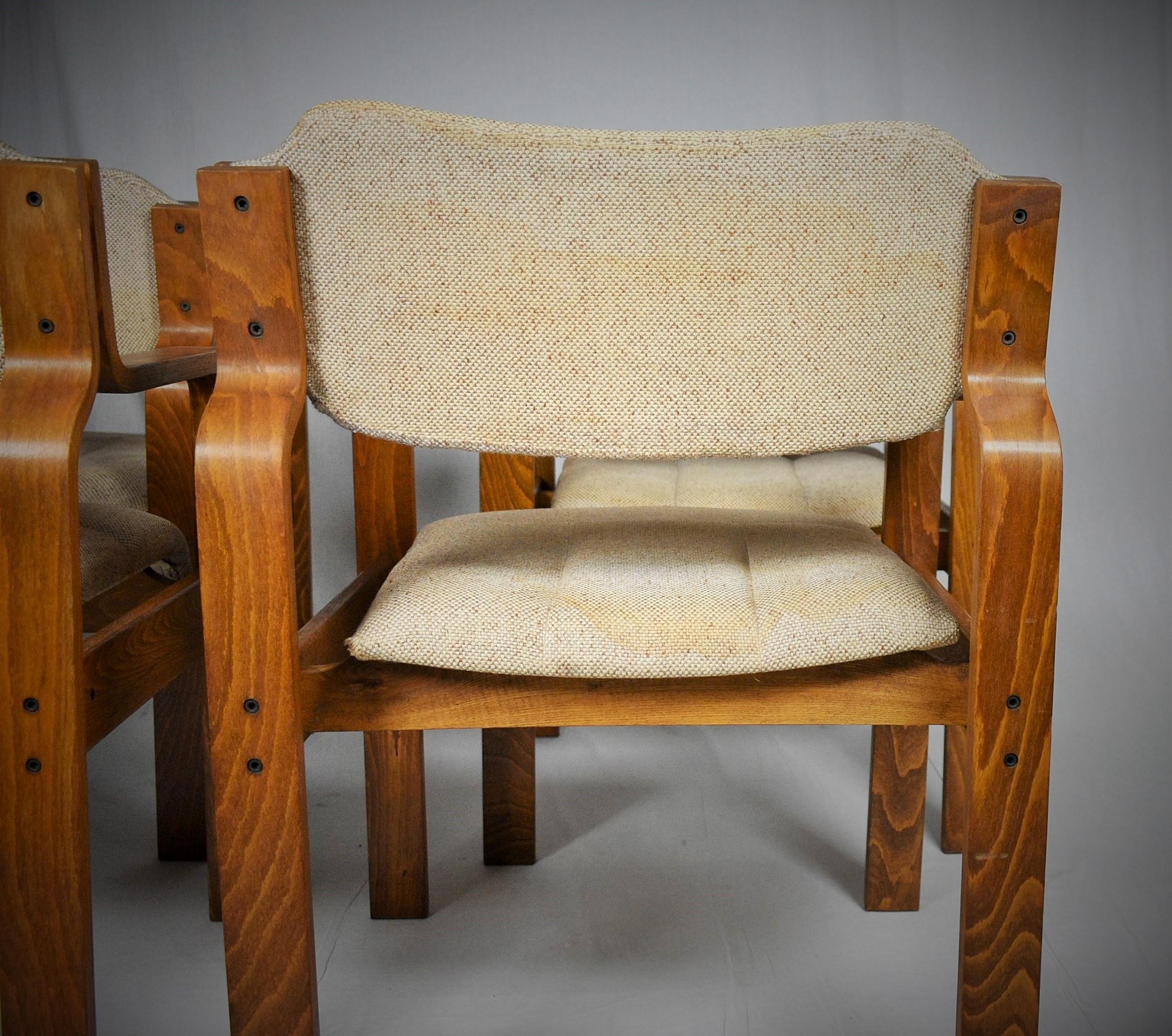 Set of Four Dining / Office Chairs by Ludvik Volak, 1960s 2
