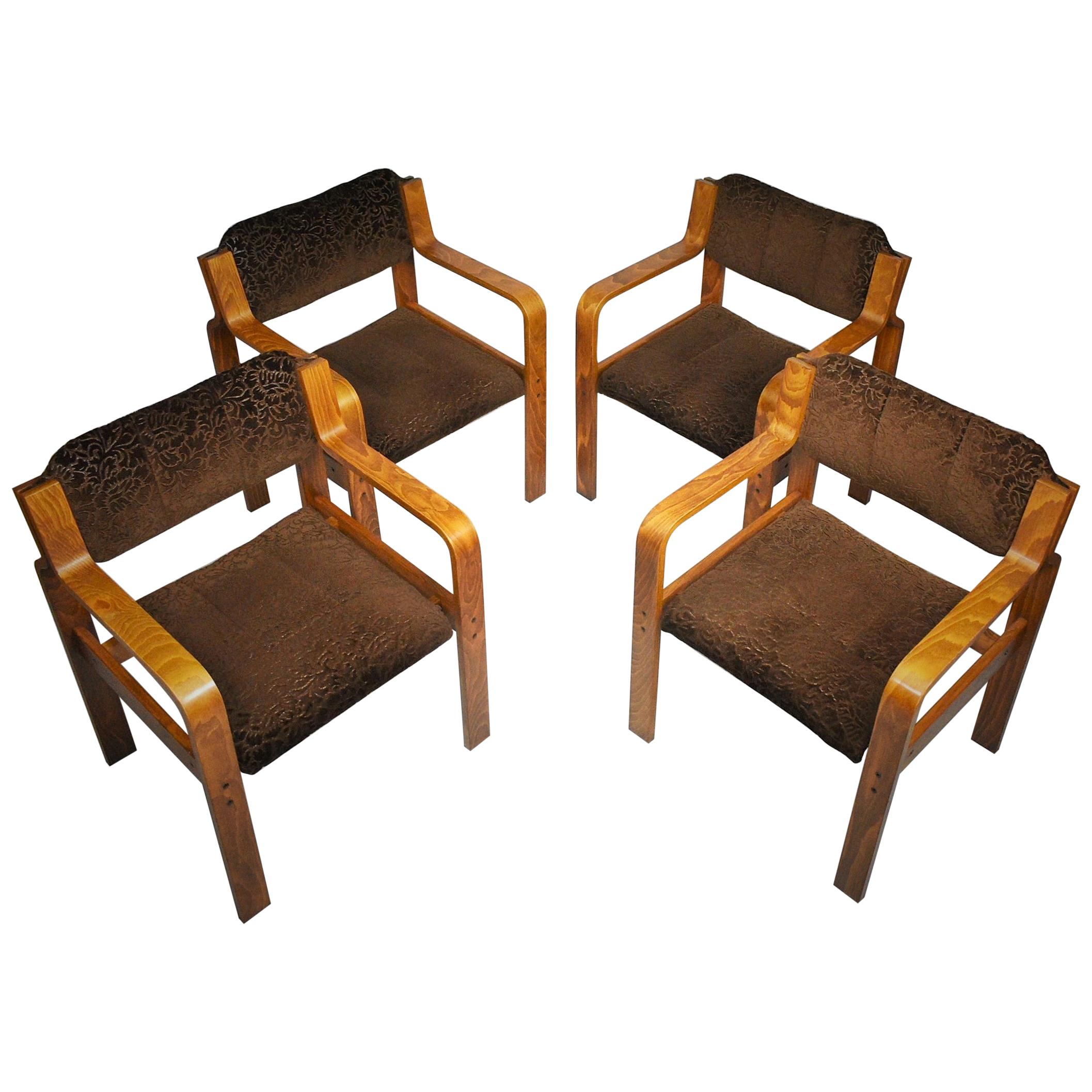 Set of Four Dining / Office Chairs by Ludvik Volak, 1960s For Sale