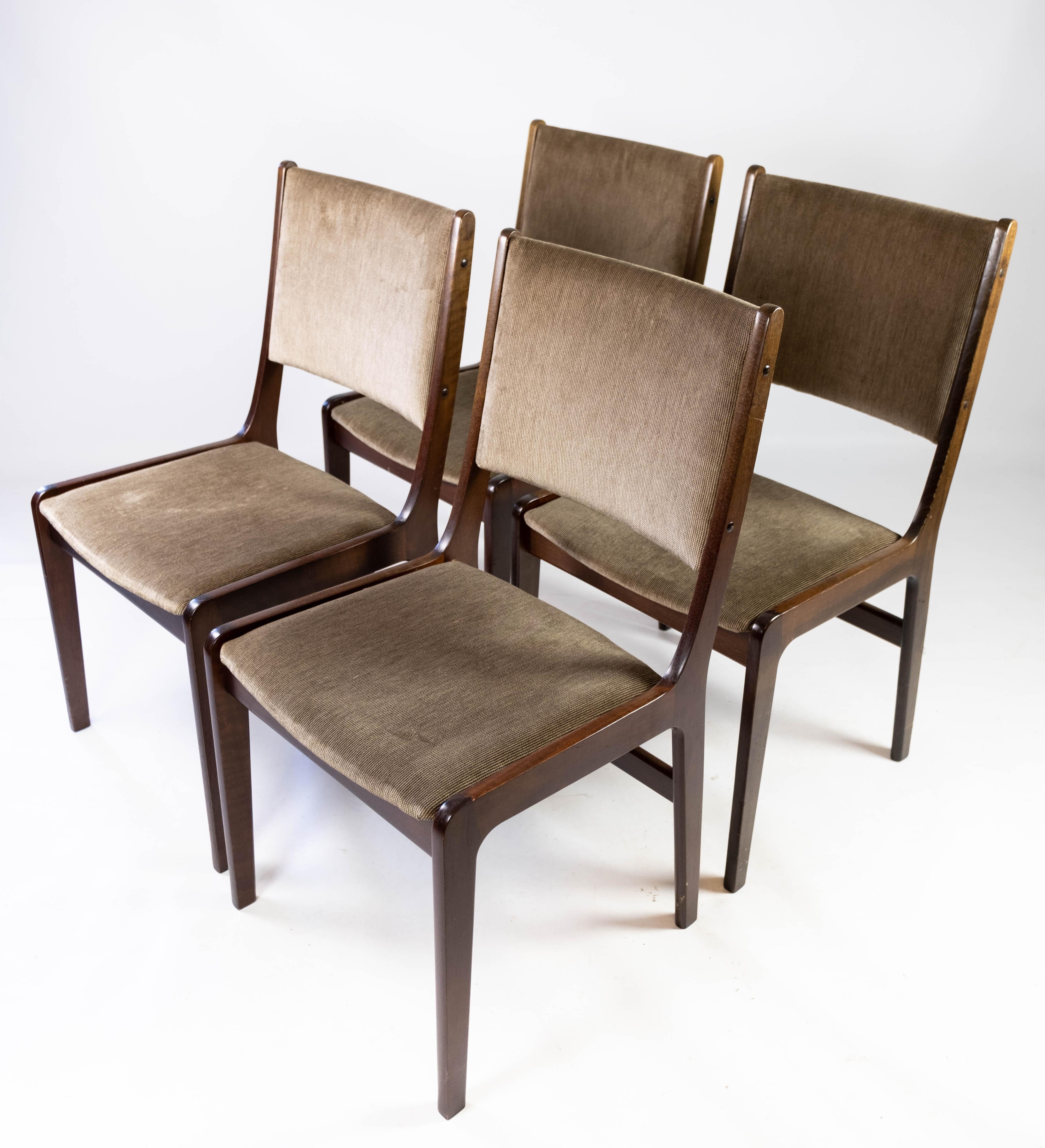 Scandinavian Modern Set of Four Dining Room Chairs in Dark Wood of Danish Design by Faarstrup, 1960s For Sale
