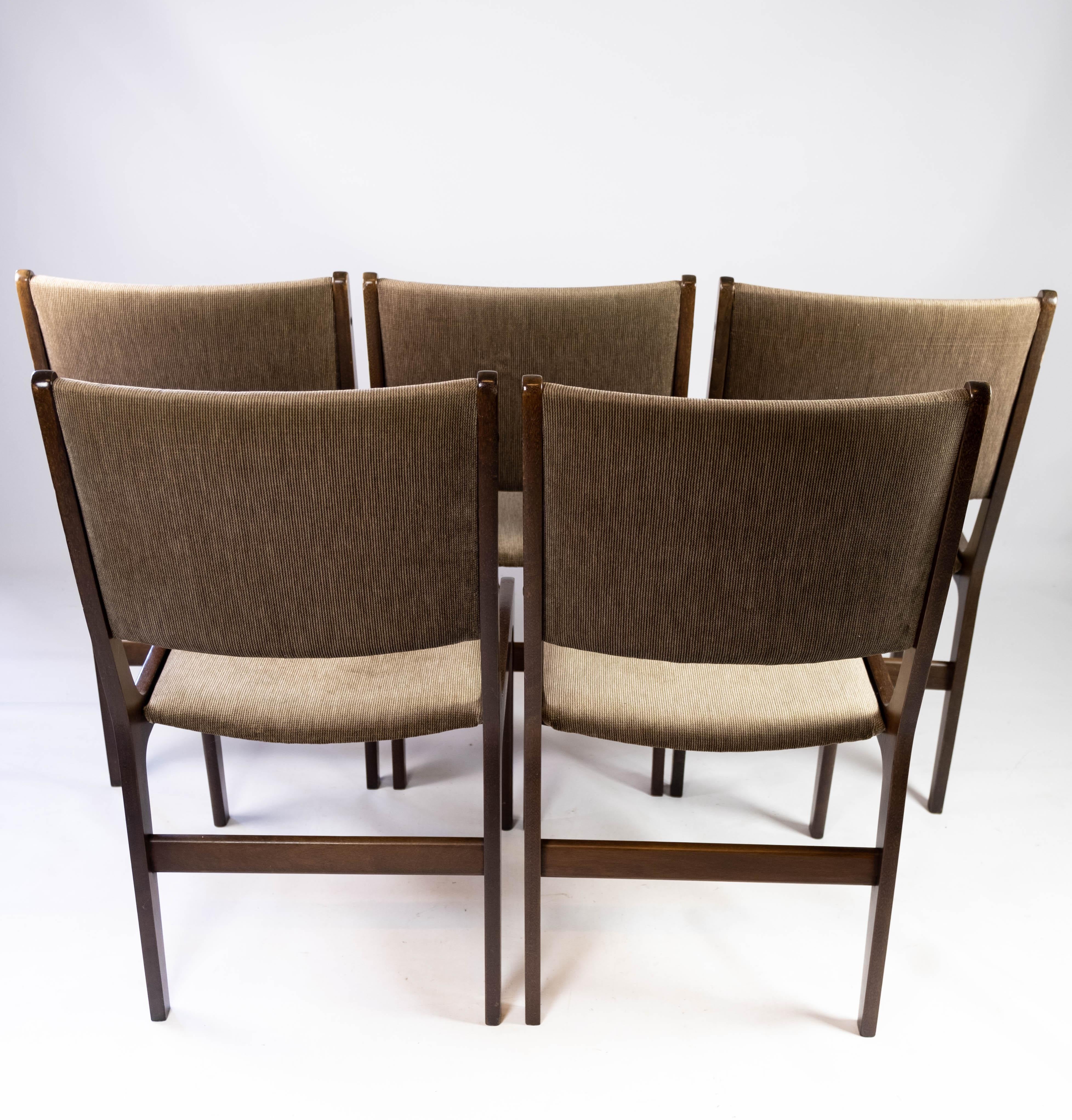 Mid-20th Century Set of Four Dining Room Chairs in Dark Wood of Danish Design by Faarstrup, 1960s For Sale
