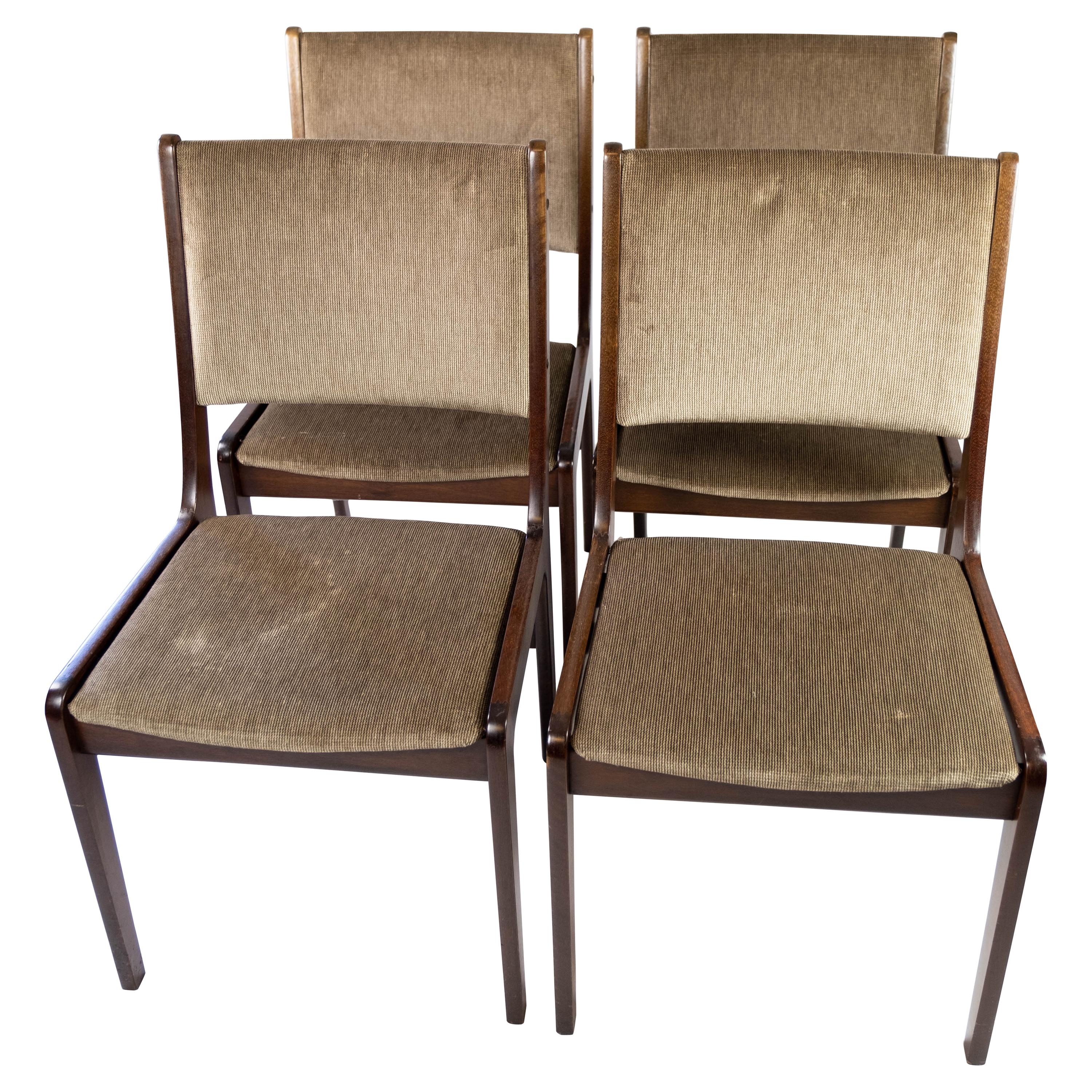 Juego De Cuatro Sillas De Comedor De Madera Oscura De Faarstrup De Los Años 60