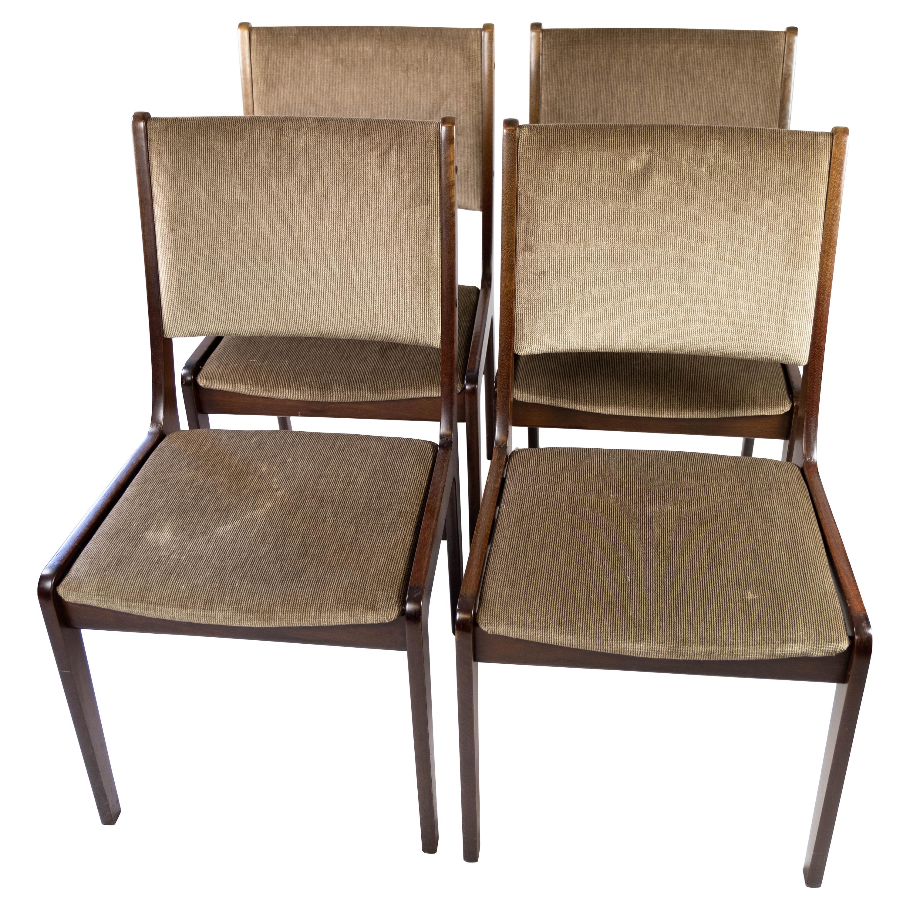 Set of Four Dining Room Chairs in Dark Wood of Danish Design by Faarstrup, 1960s For Sale