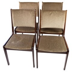 Set Of Four Dining Room Chairs Made In Dark Wood By Faarstrup From 1960s