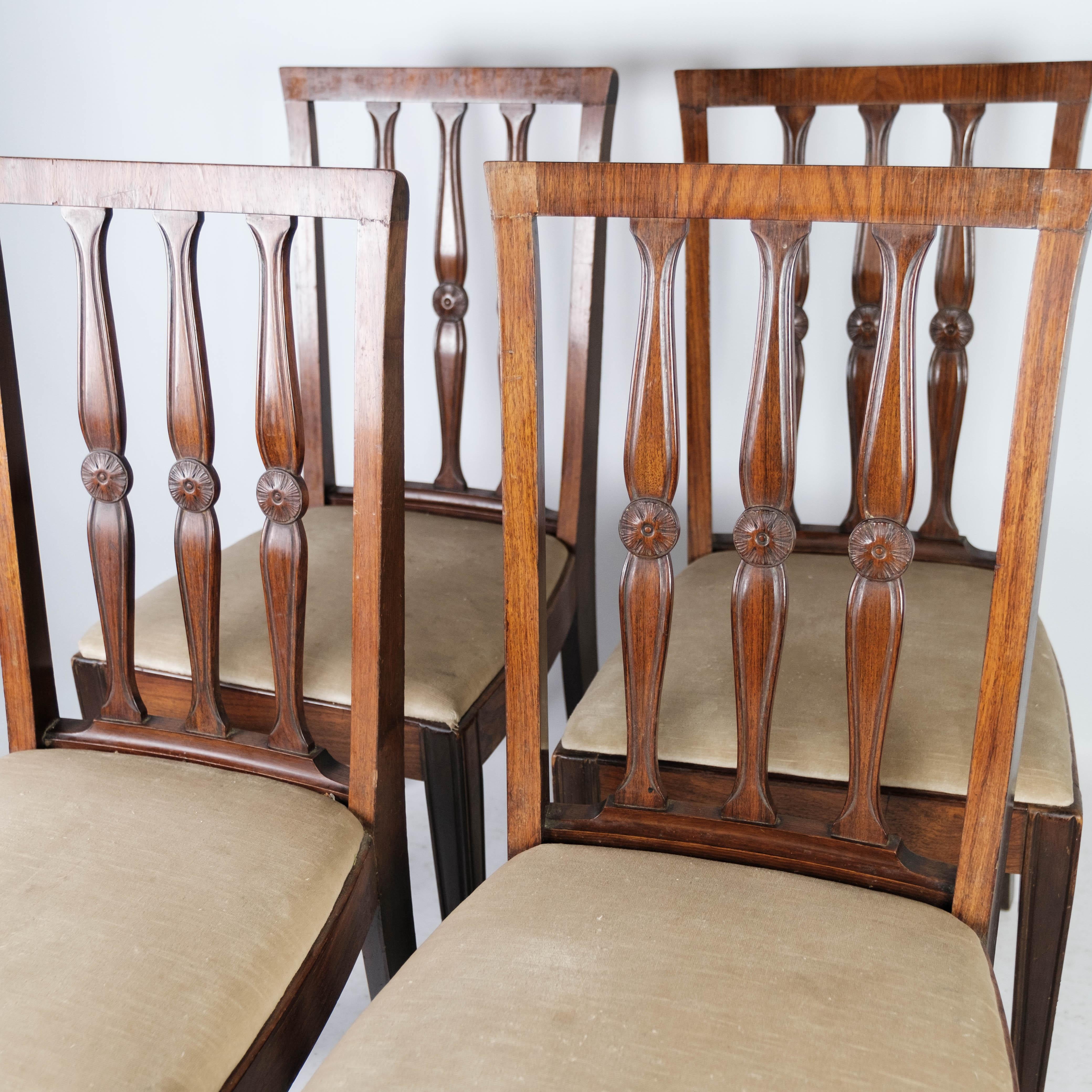 Set aus vier Esszimmerstühlen aus Palisanderholz, 1920er Jahre (Dänisch) im Angebot