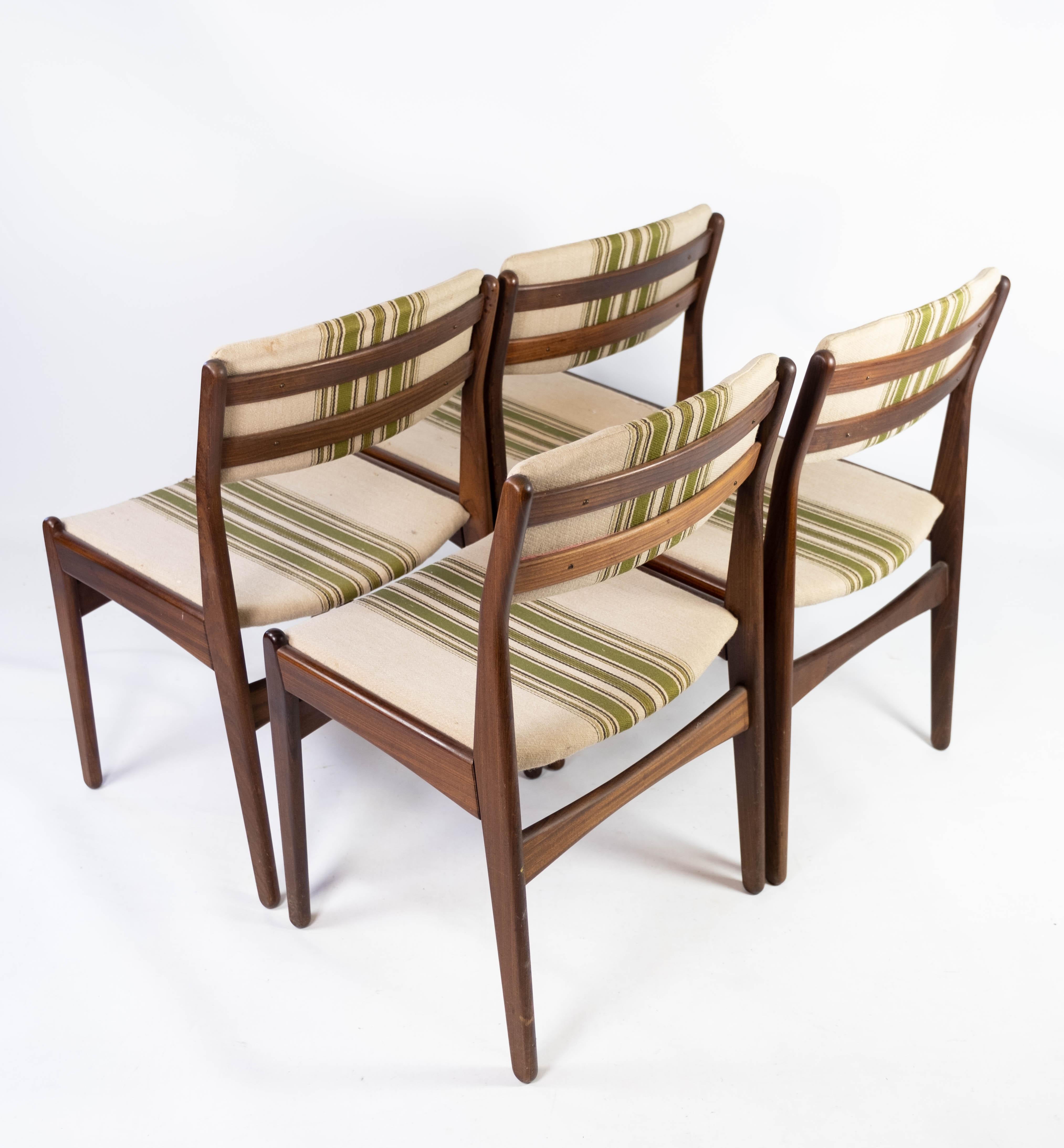 Scandinavian Modern Set of Four Dining Room Chairs in Teak by Erik Buch, 1960