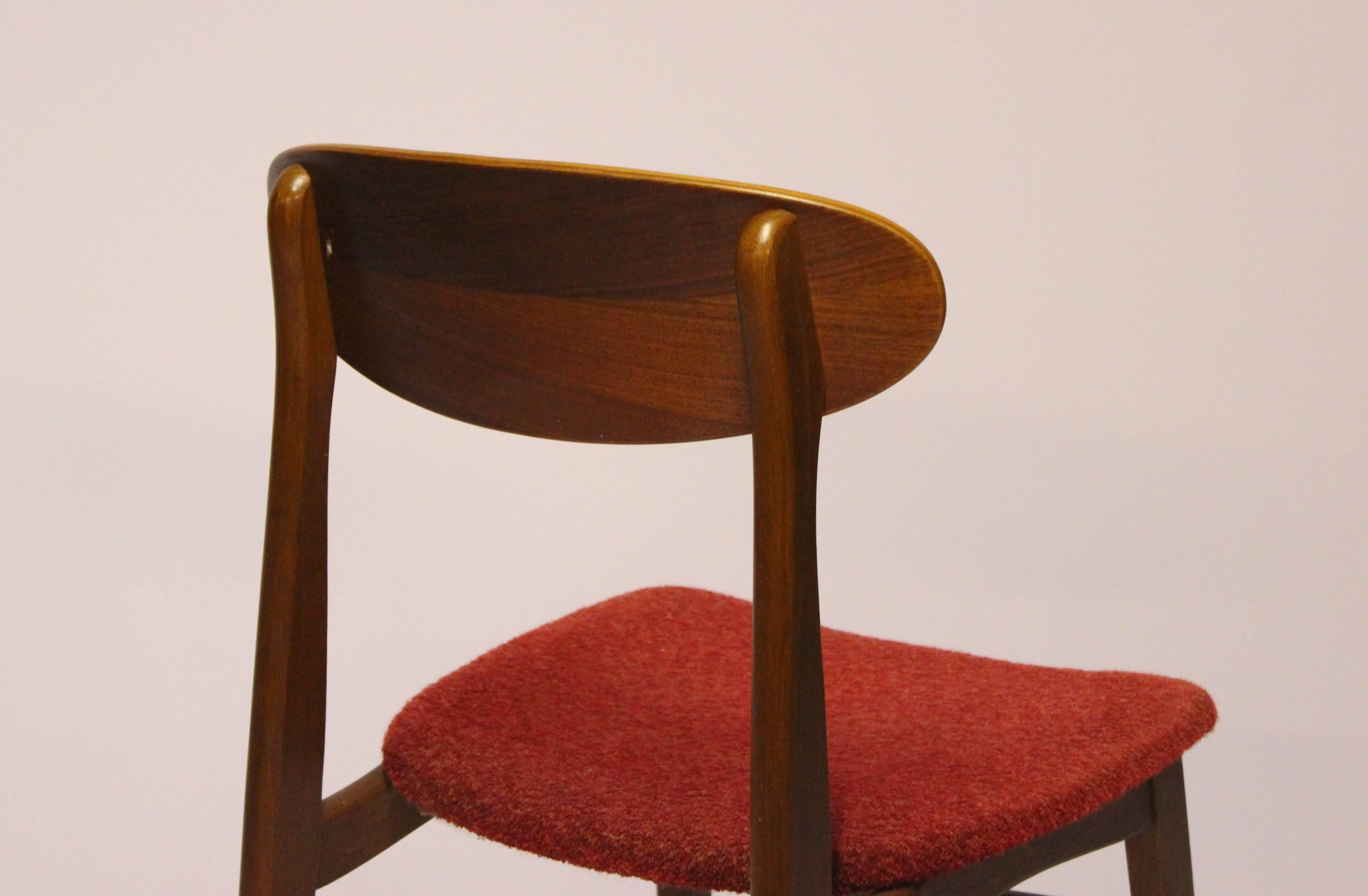 Fabric Set of Four Dining Room Chairs in Teak, of Danish Design, 1960s