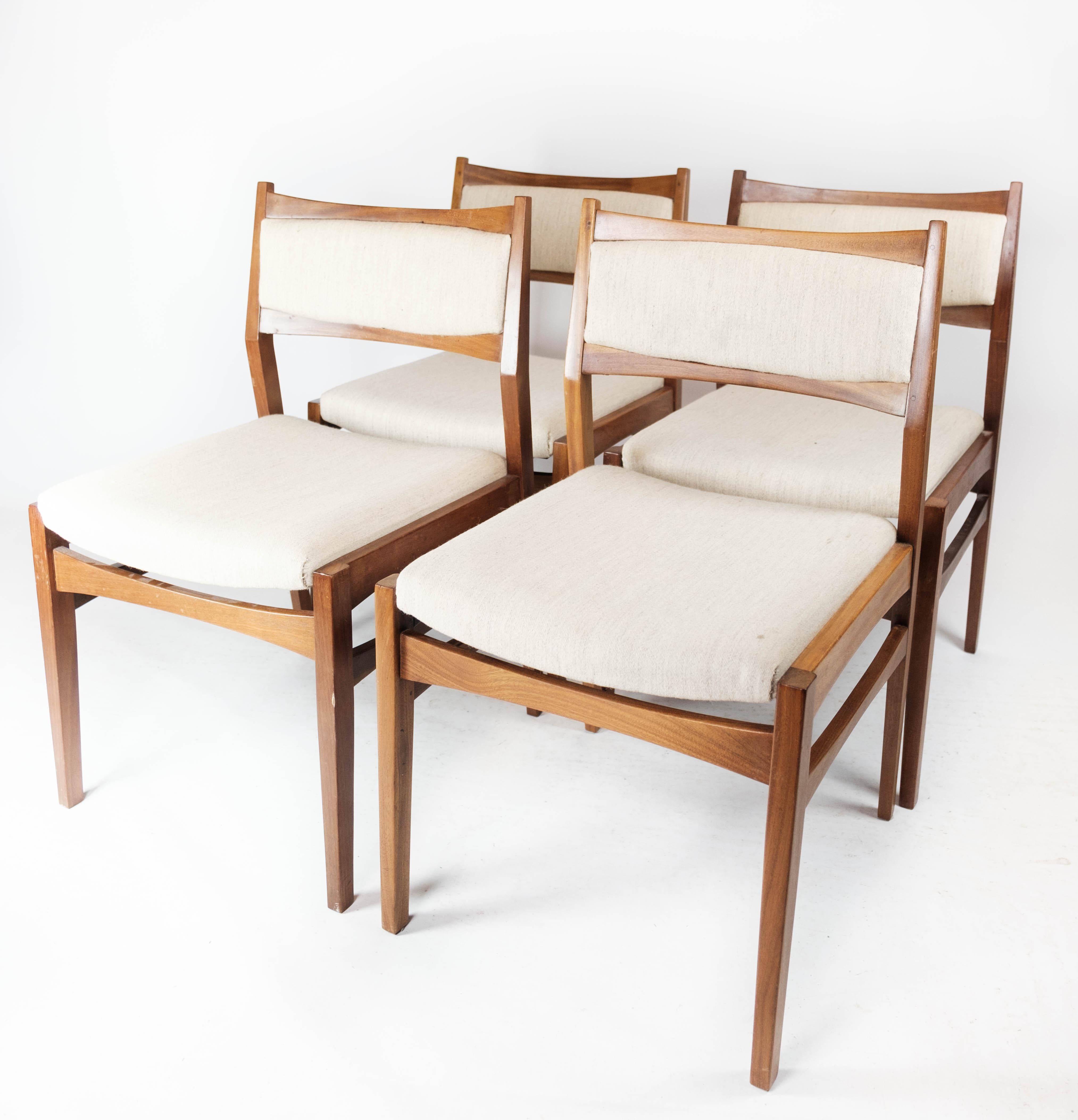 Fabric Set of Four Dining Room Chairs in Teak of Danish Design, 1960s
