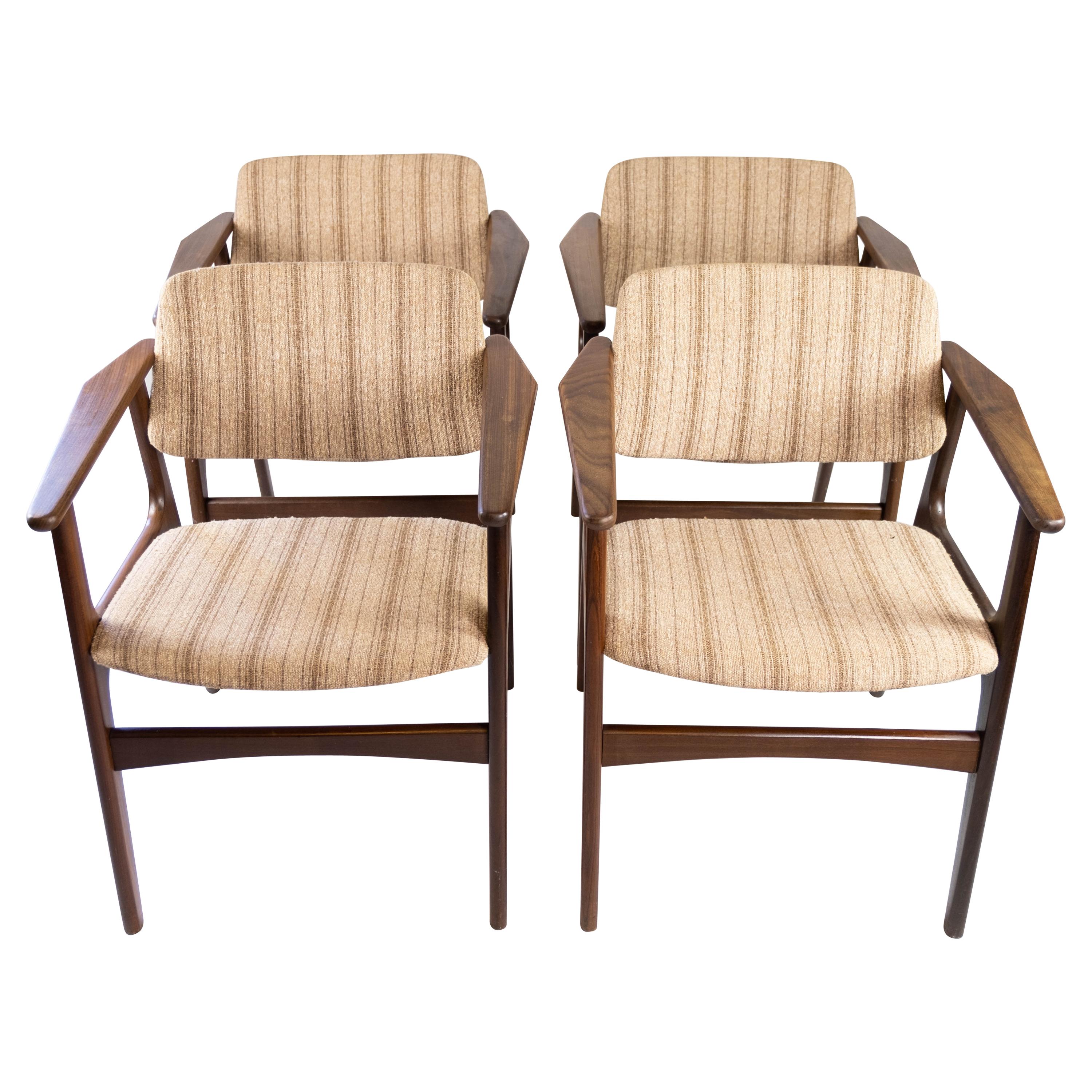 Ensemble de quatre chaises de salle à manger modèle Lene fabriquées en teck par Arne Vodder des années 1960