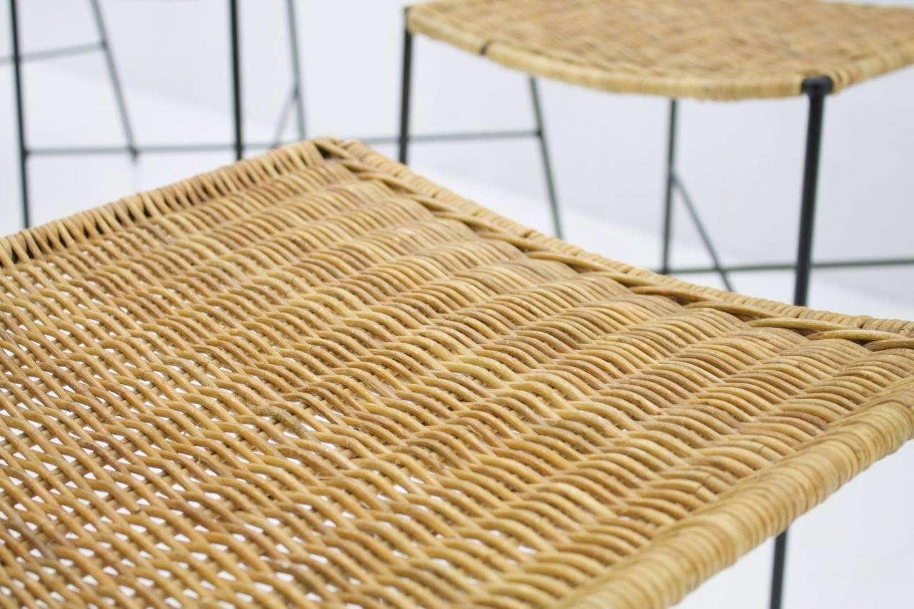 Set of Four Dining Room Chairs in Wicker and Metal, Germany, 1960s 4