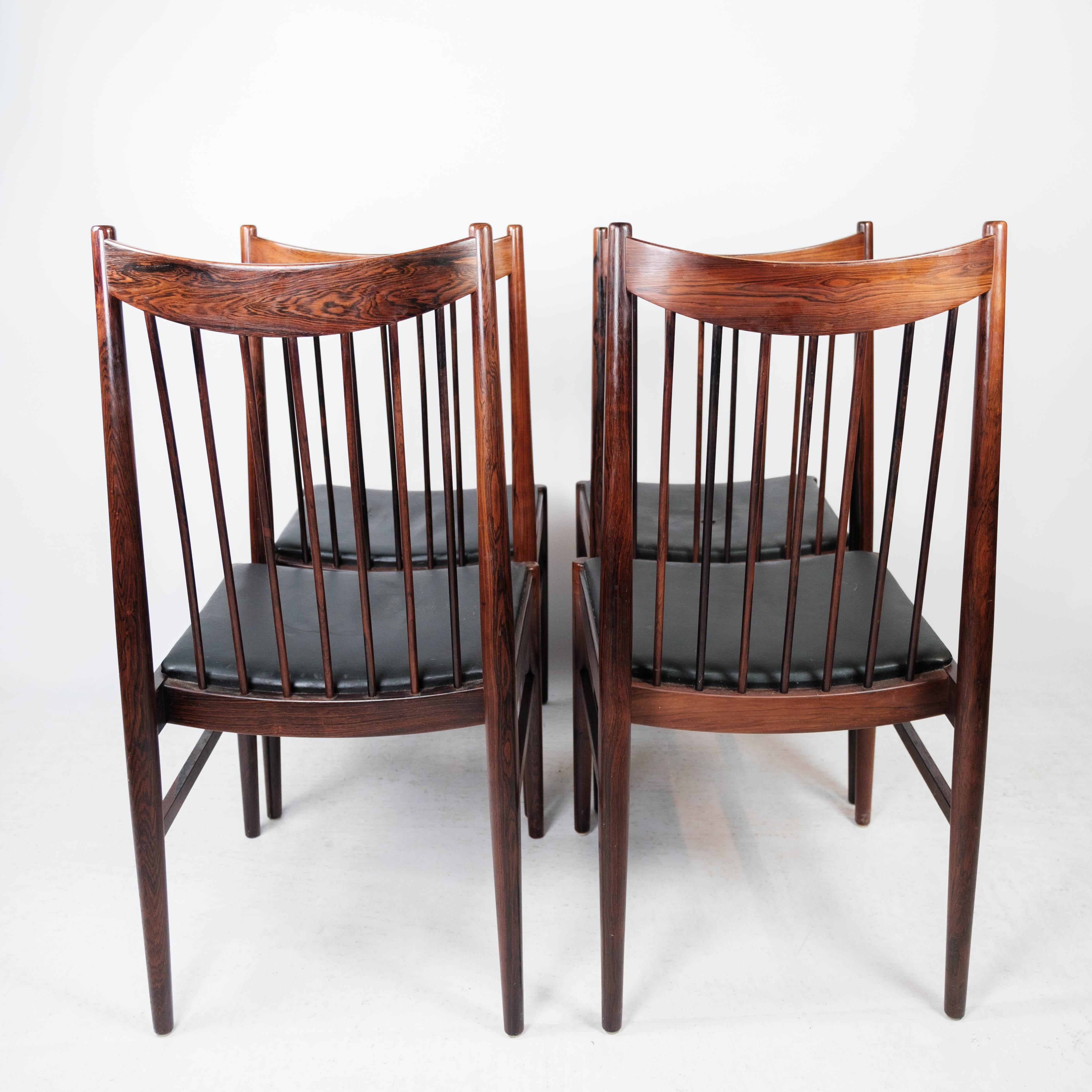 Leather Set of six Dining Room Chairs, Model 422, by Arne Vodder, 1960s