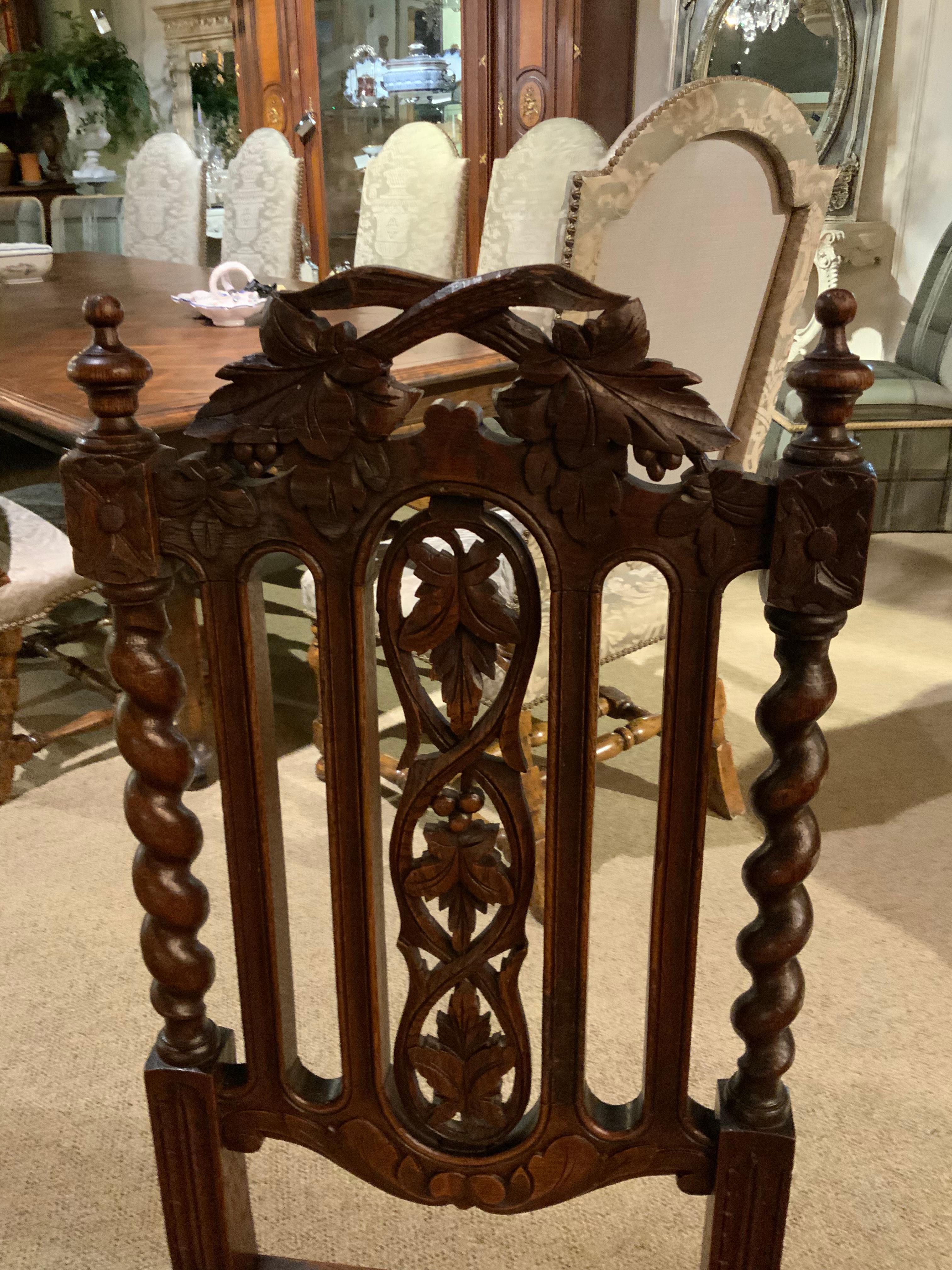 Set of Four Dining Room Henry II Renaissance Revival-Style Chairs, Carved In Good Condition In Houston, TX