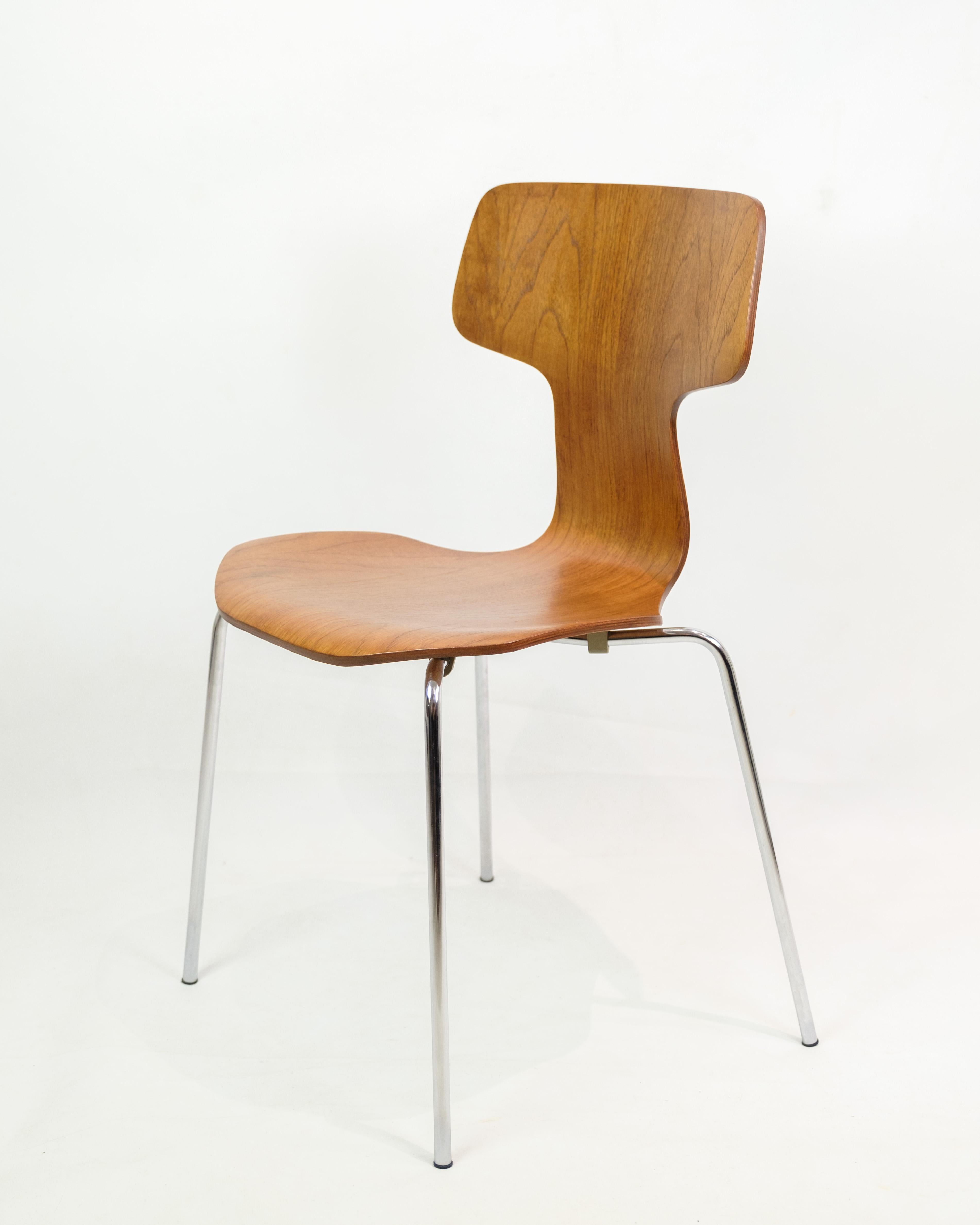 Set of four dining T chairs In Teak, Designed By Arne Jacobsen From 1960s For Sale 2