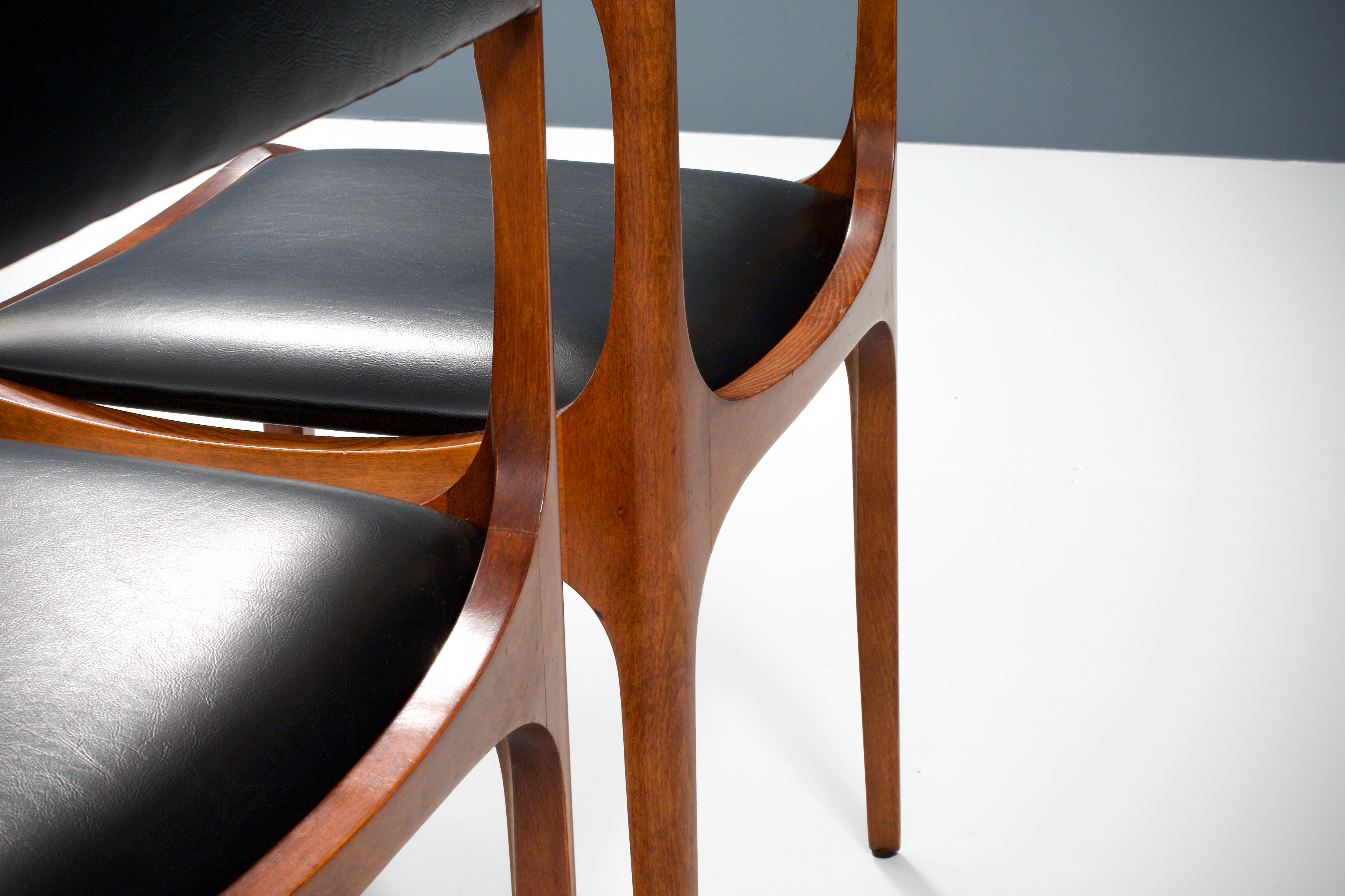 Set of Four Dining Chairs in Oak and Faux Leather by Giuseppe Gibelli, 1962 2
