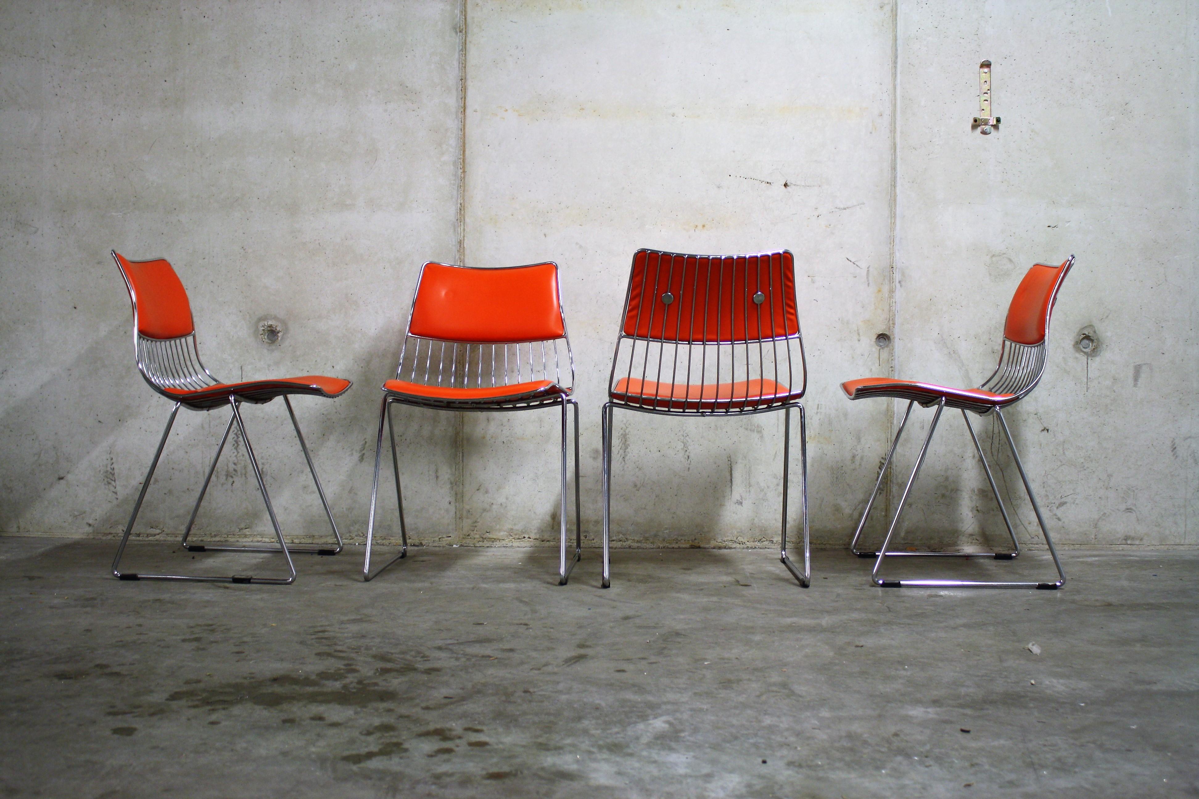 Mid-Century Modern Set of Four Dinner Chairs by Rudi Verelst for Novalux, 1970s