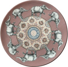 Set of Four Dinner Plates designed by Vito Nesta  -Elephants, Tigers, Monkeys an