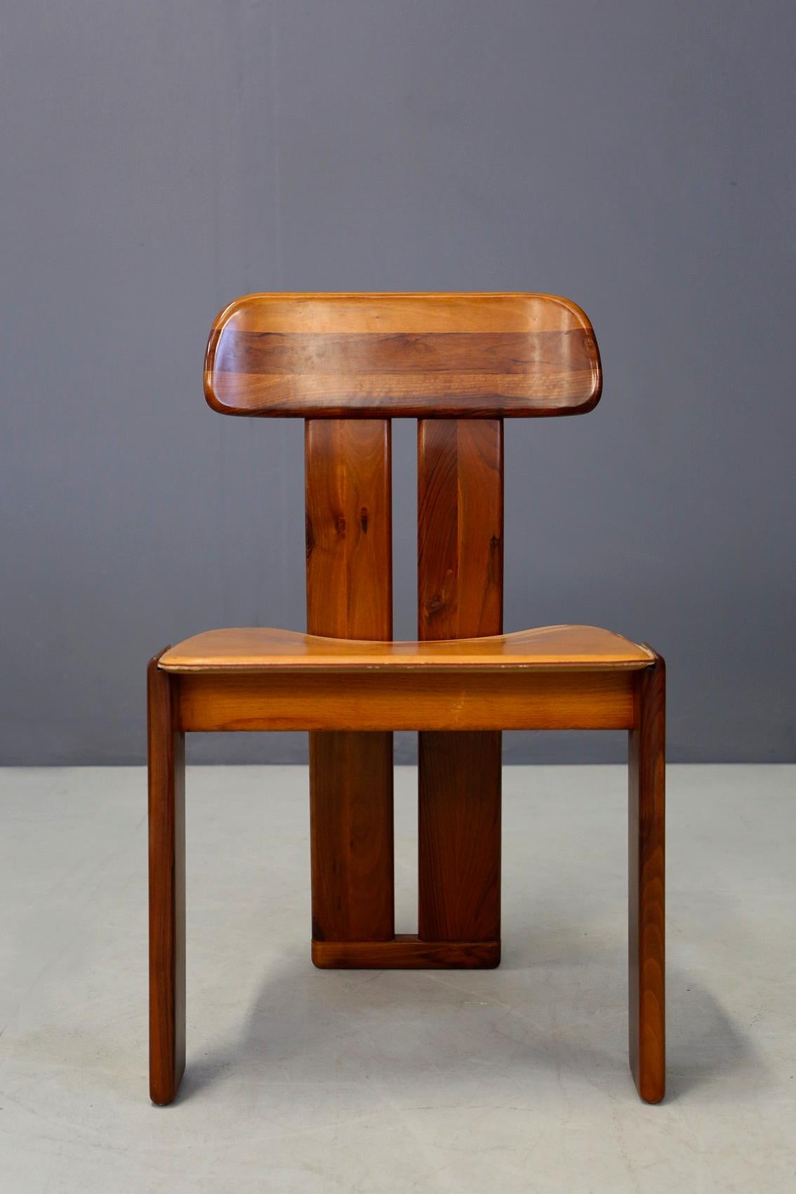 Set of Four Dinning Chair by Sapporo for Mobil Girgi in Wood and Leather, 1970 6