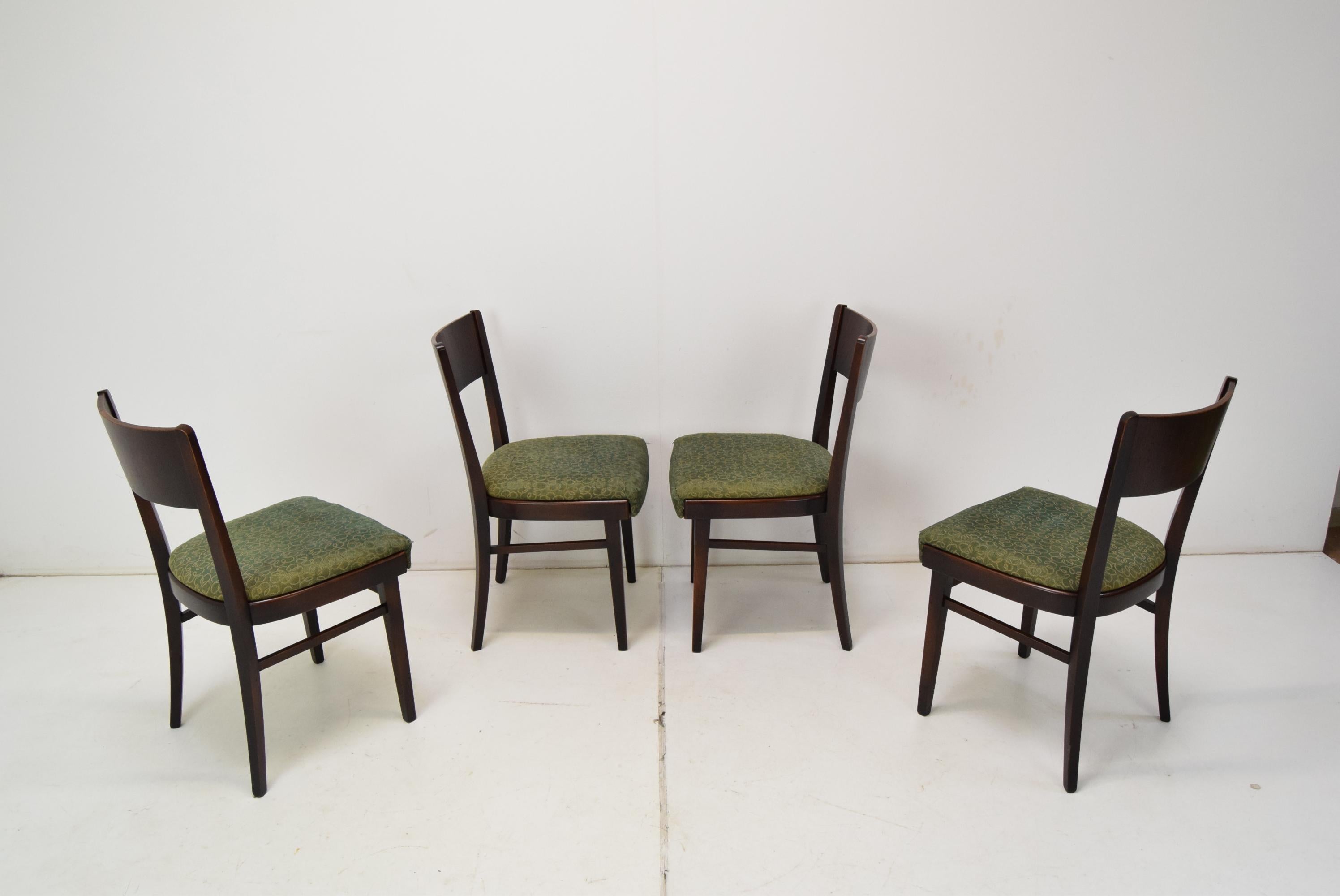 Mid-20th Century Set of Four Dinning Chairs/ Interier Praha, 1950's.  For Sale