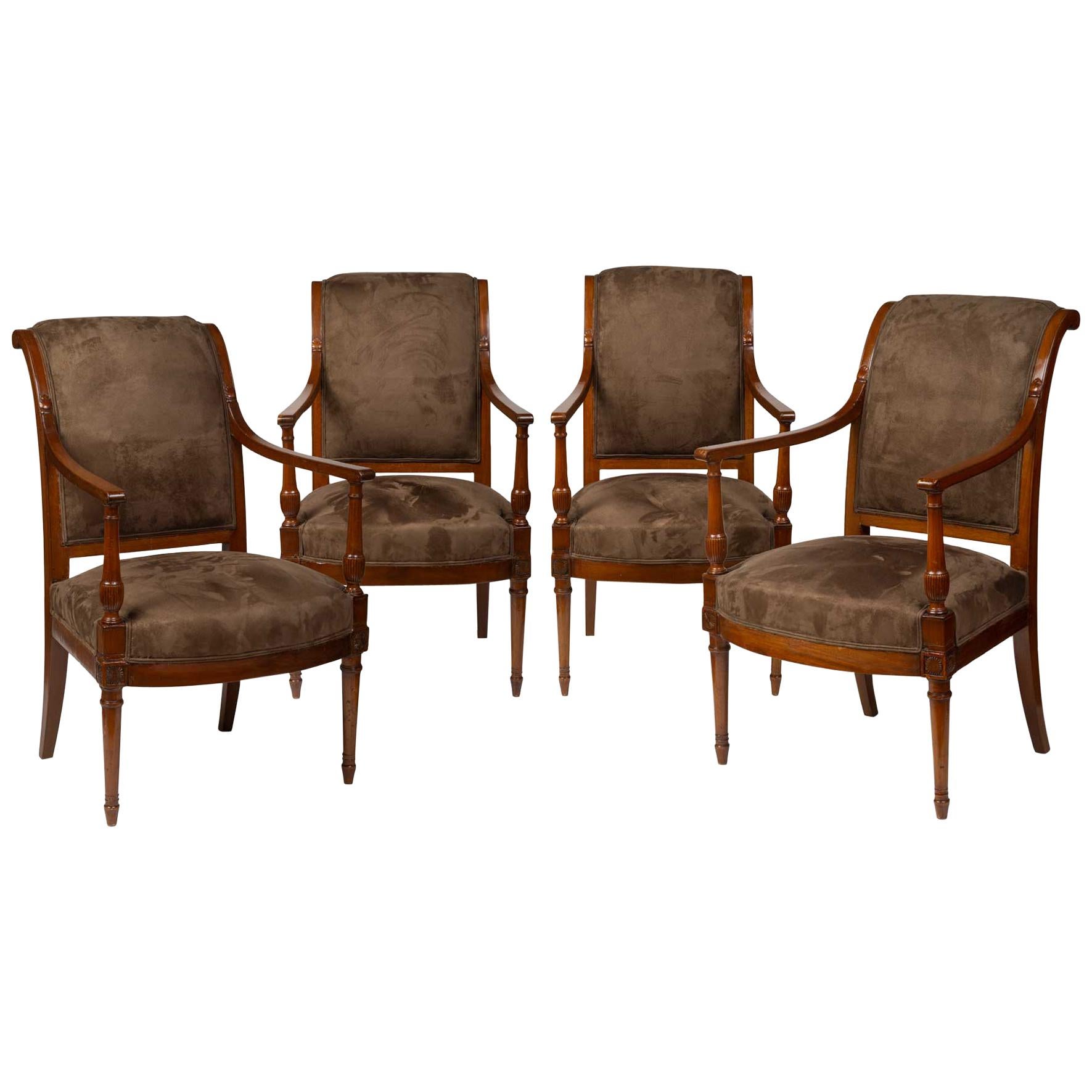 Set of Four Directoire Mahogany Armchairs by Jacob Freres For Sale
