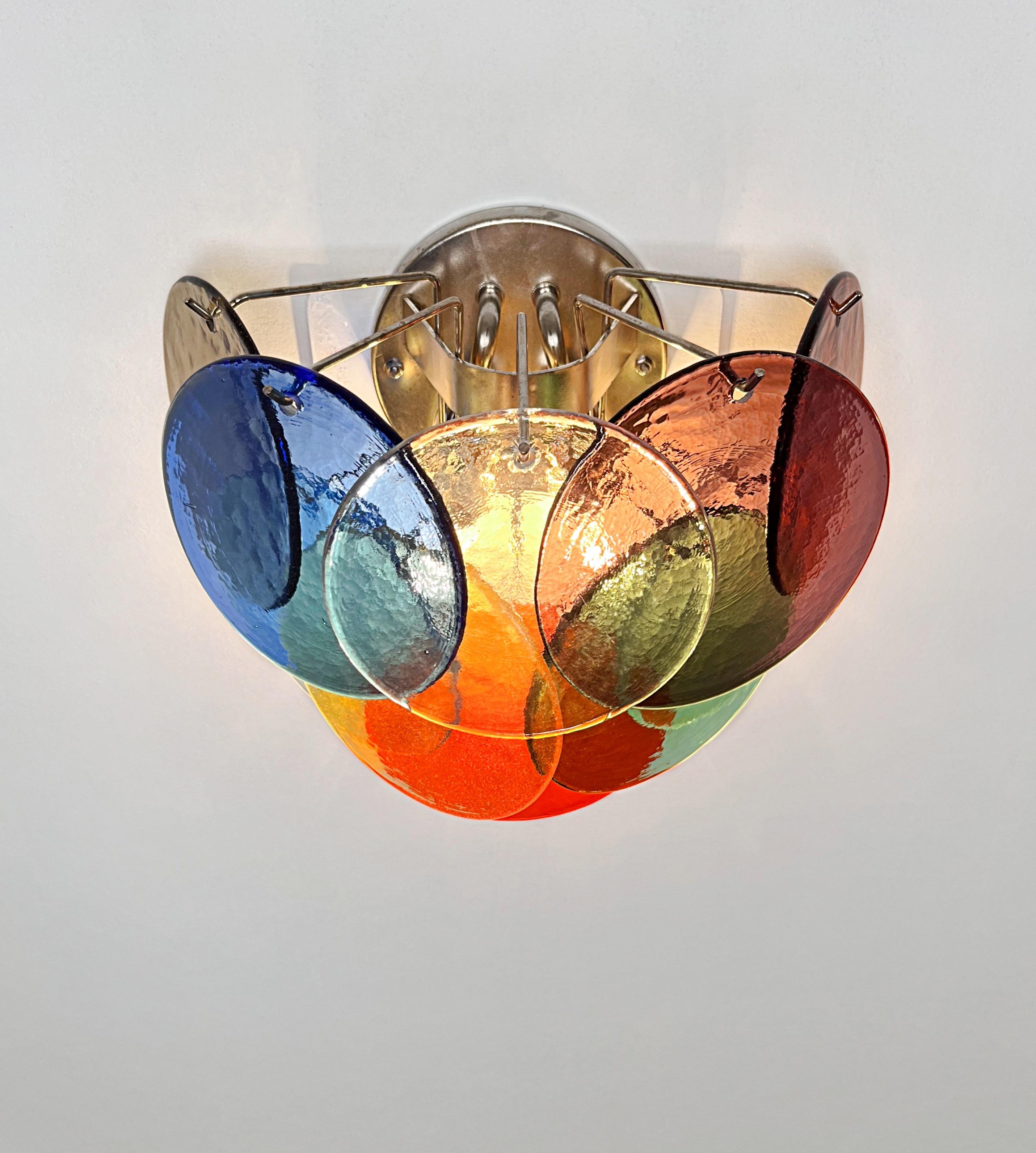 Set di quattro lampade a disco multicolore, Murano, anni '70 in vendita 7