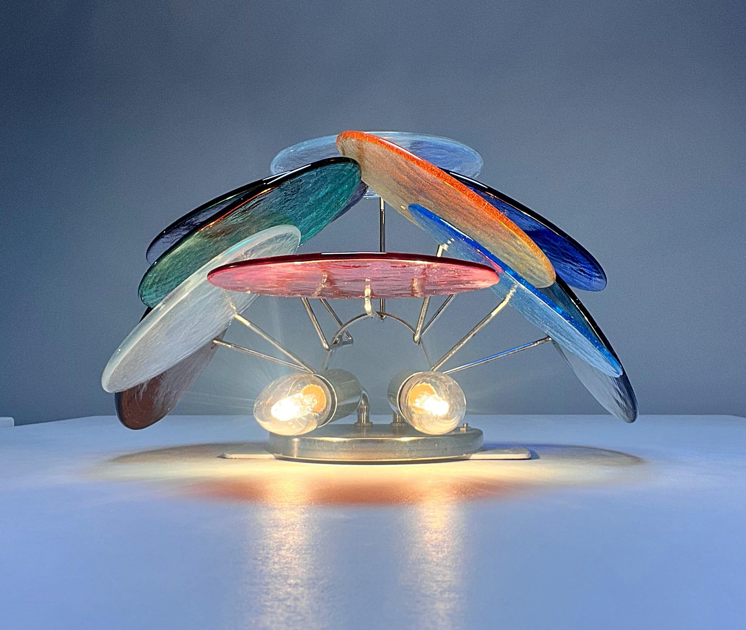 Set di quattro lampade a disco multicolore, Murano, anni '70 in vendita 8