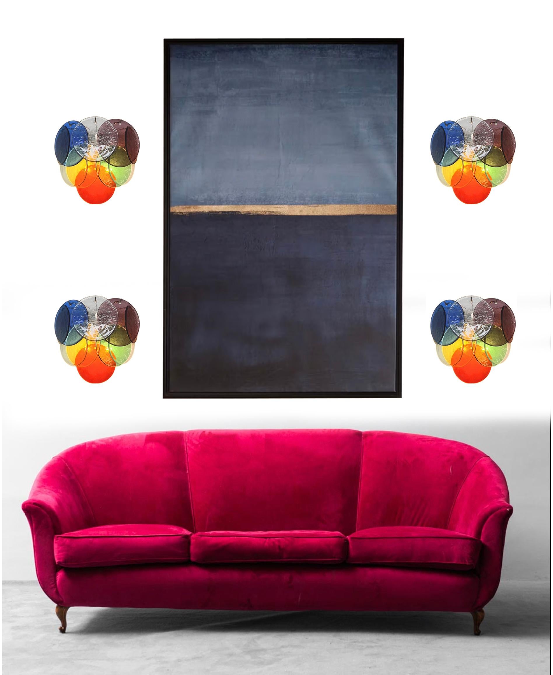 Italiano Set di quattro lampade a disco multicolore, Murano, anni '70 in vendita